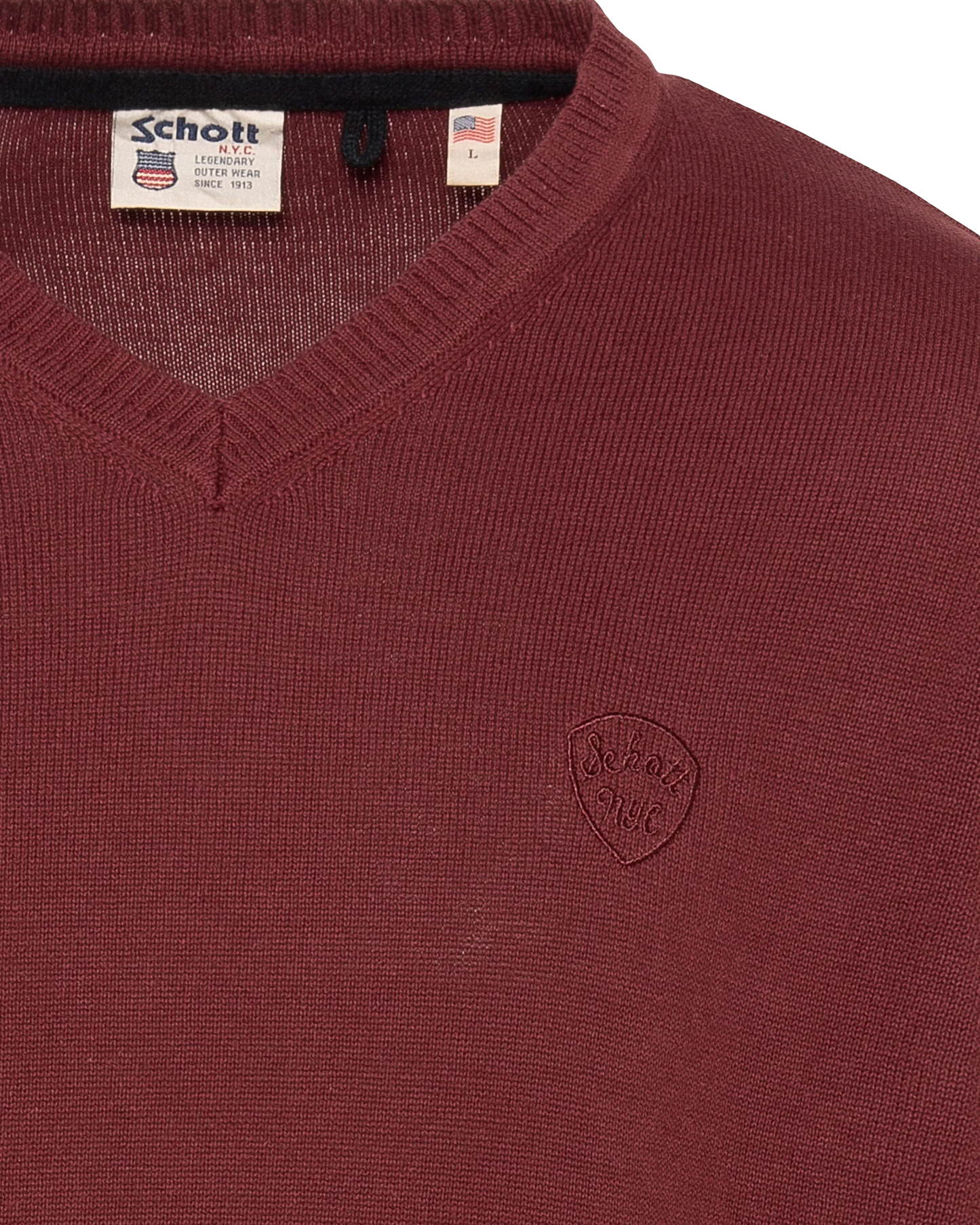 Feiner burgunderfarbener Pullover mit V-Ausschnitt