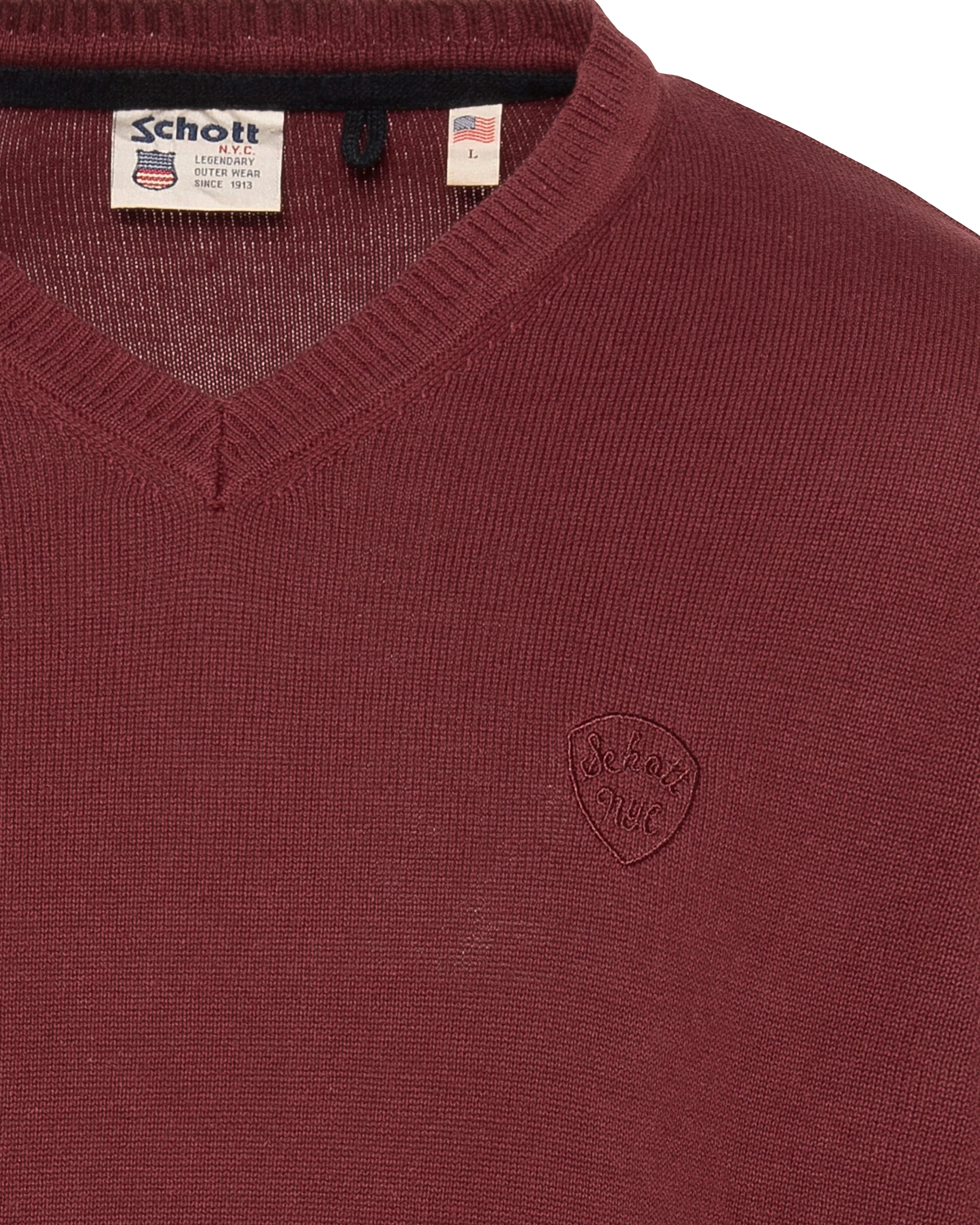 Feiner burgunderfarbener Pullover mit V-Ausschnitt-3