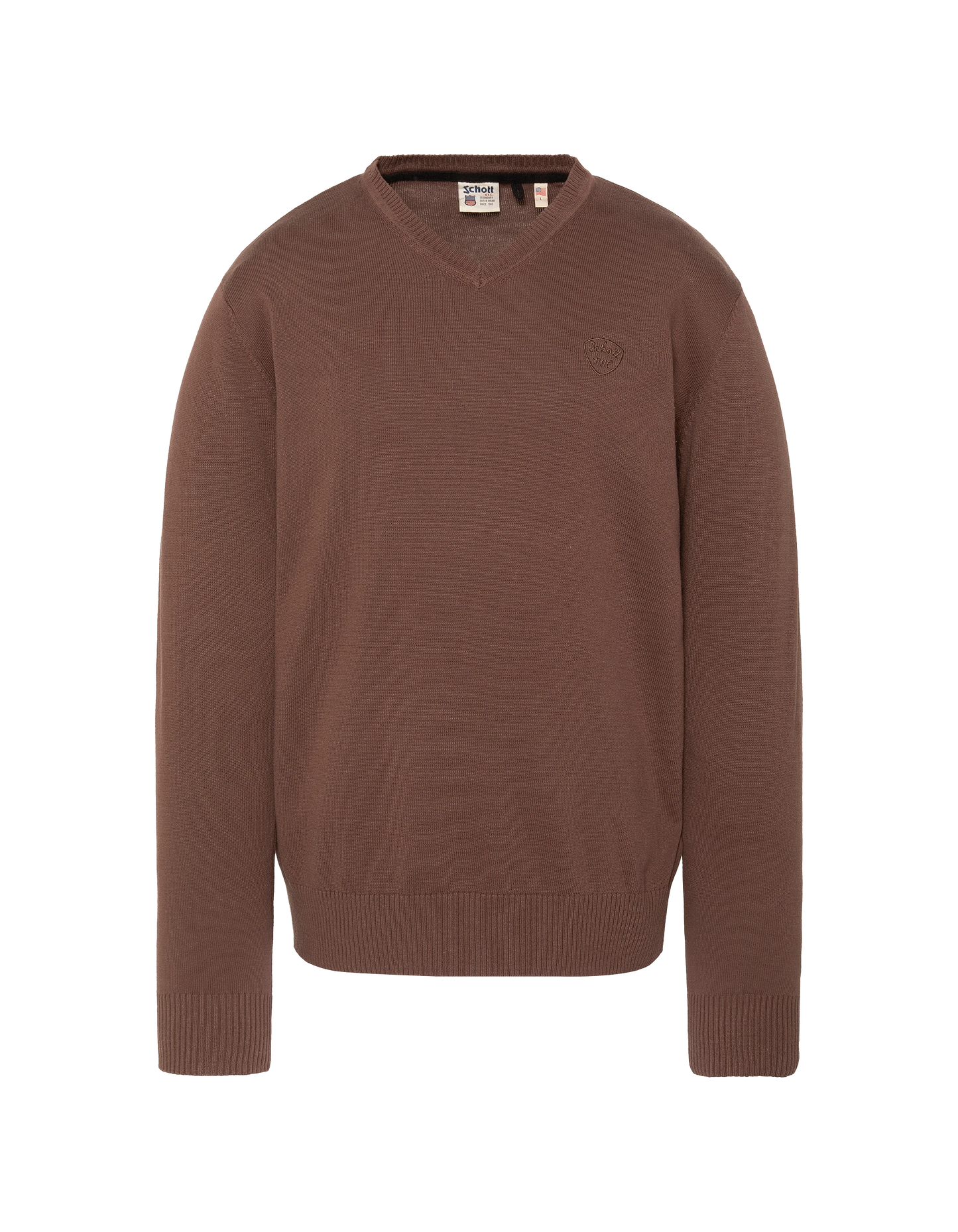 Pull fin chocolat à col V