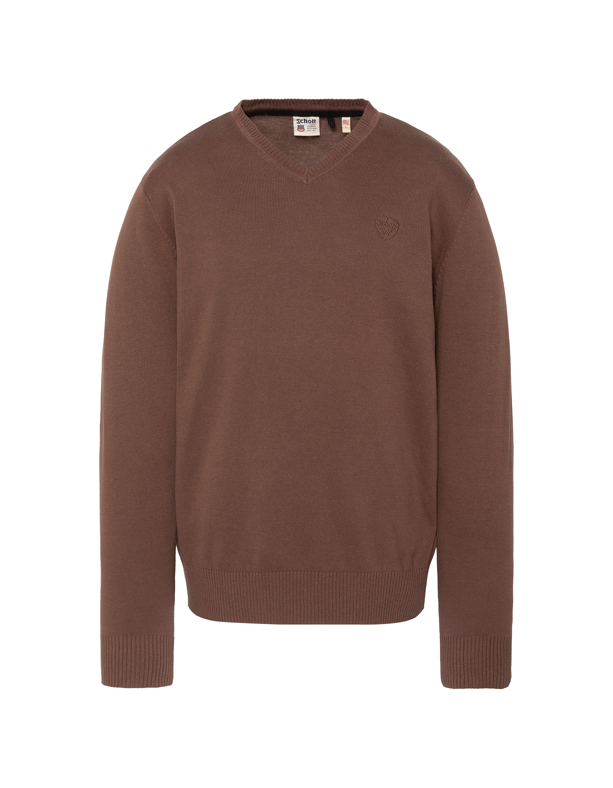 Pull fin chocolat à col V-1
