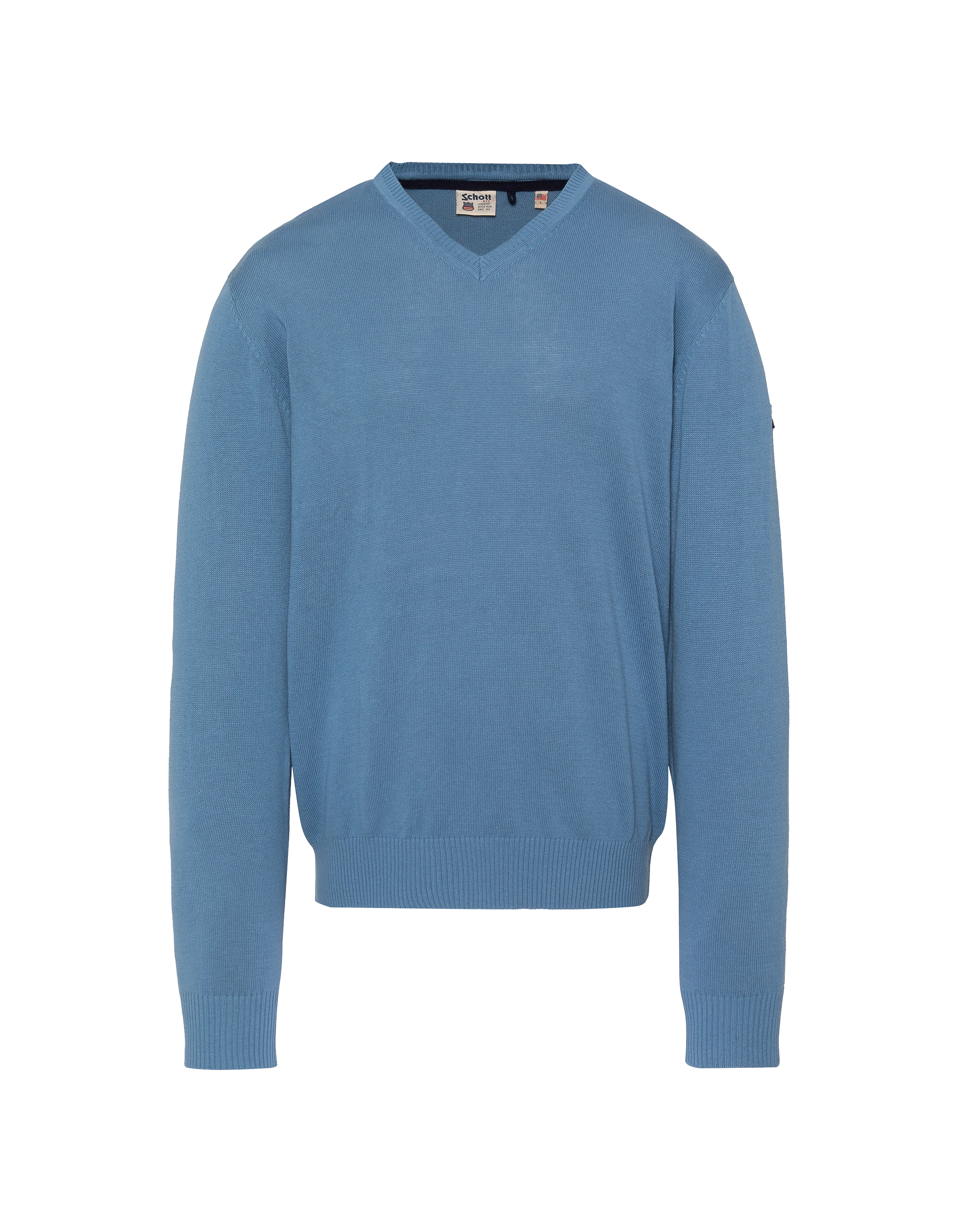 Pull léger bleu gris col V-1