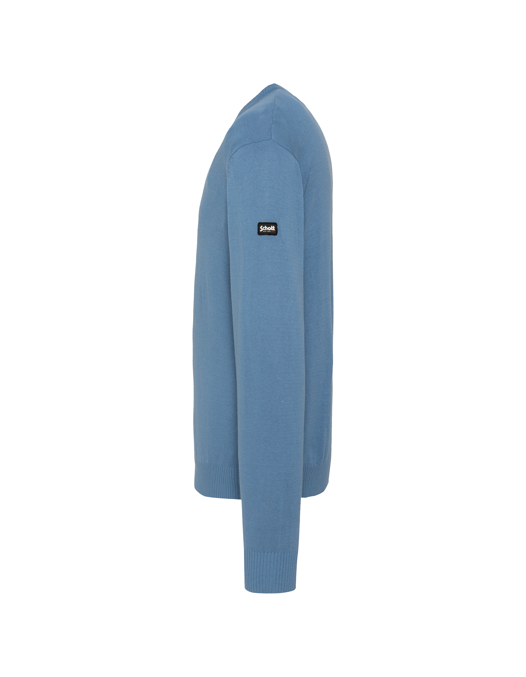 Pull léger bleu gris col V-3