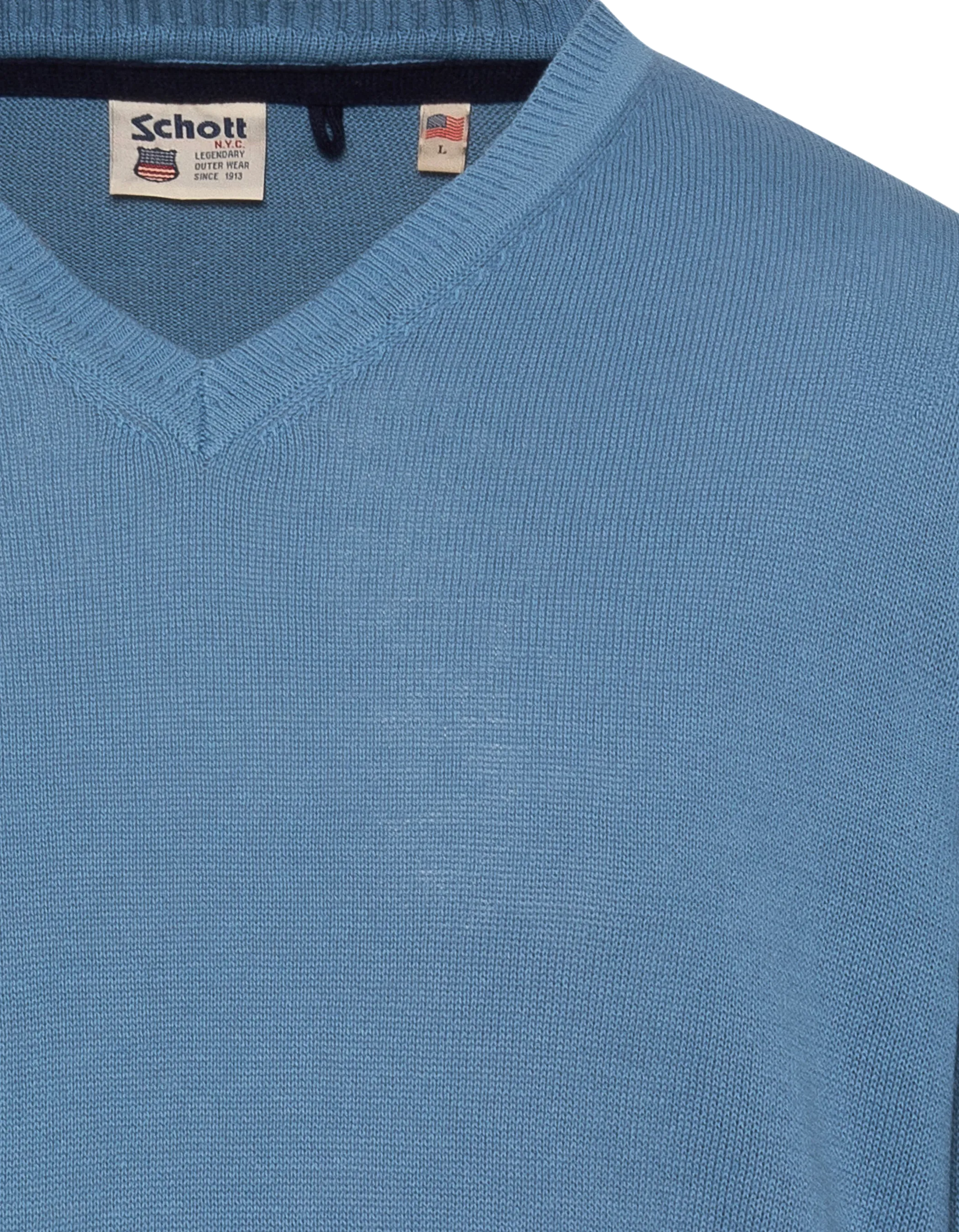 Pull léger bleu gris col V-4