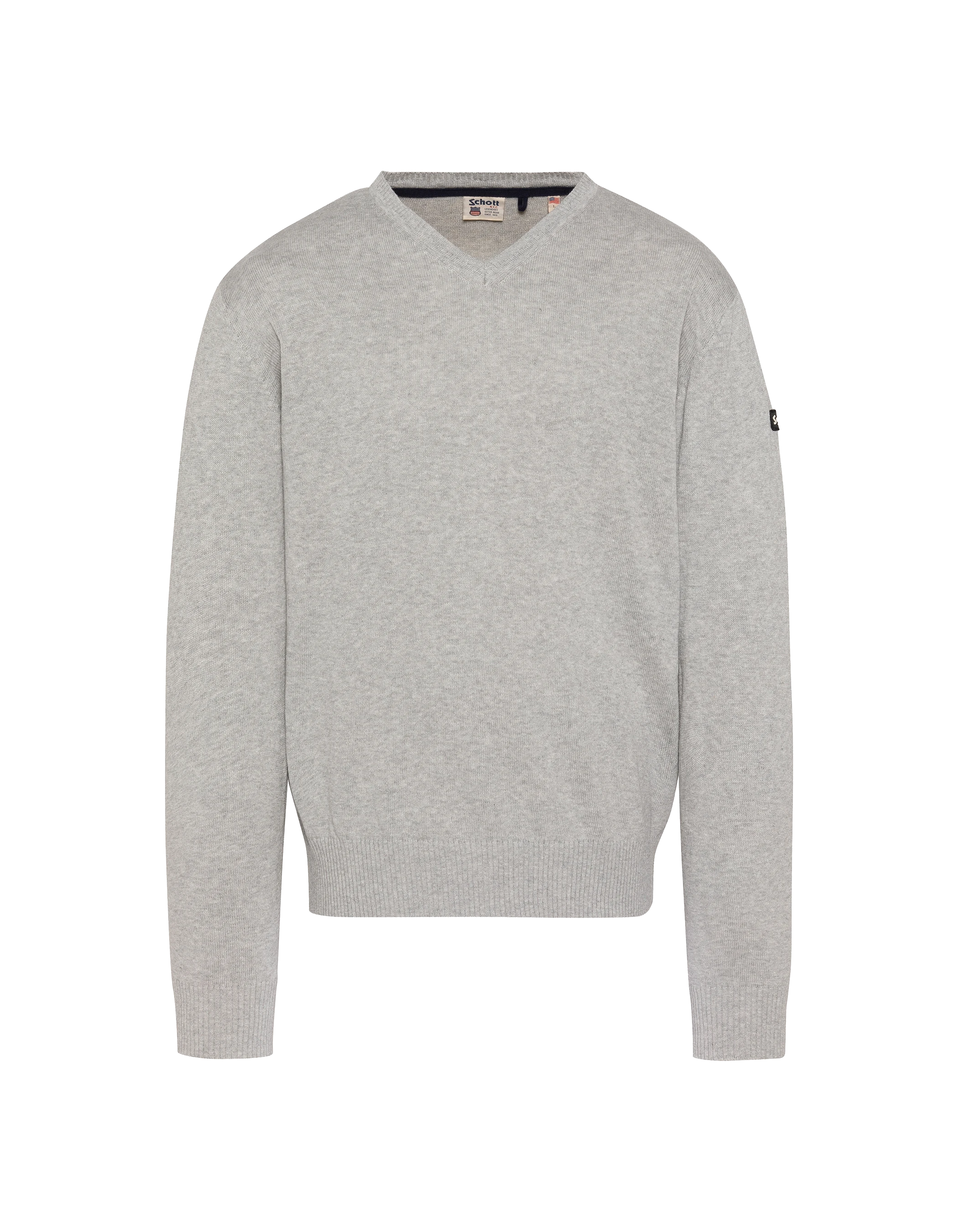 Pull léger gris chiné col V-1