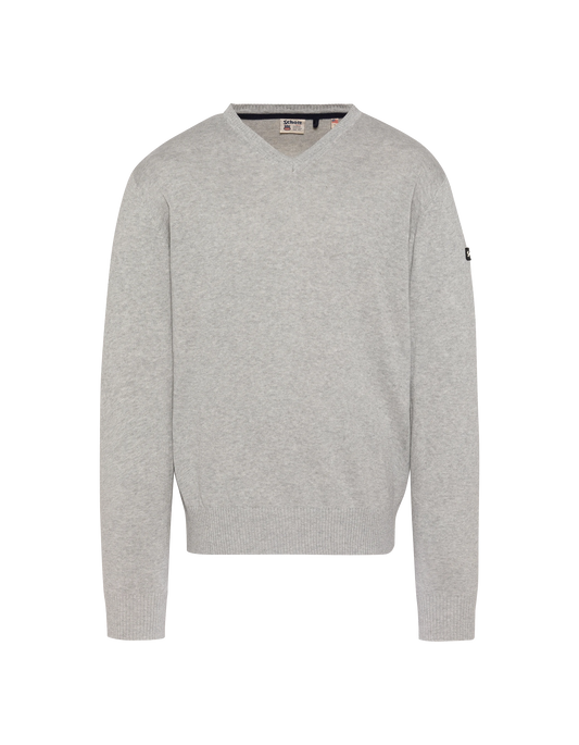 Pull léger gris chiné col V
