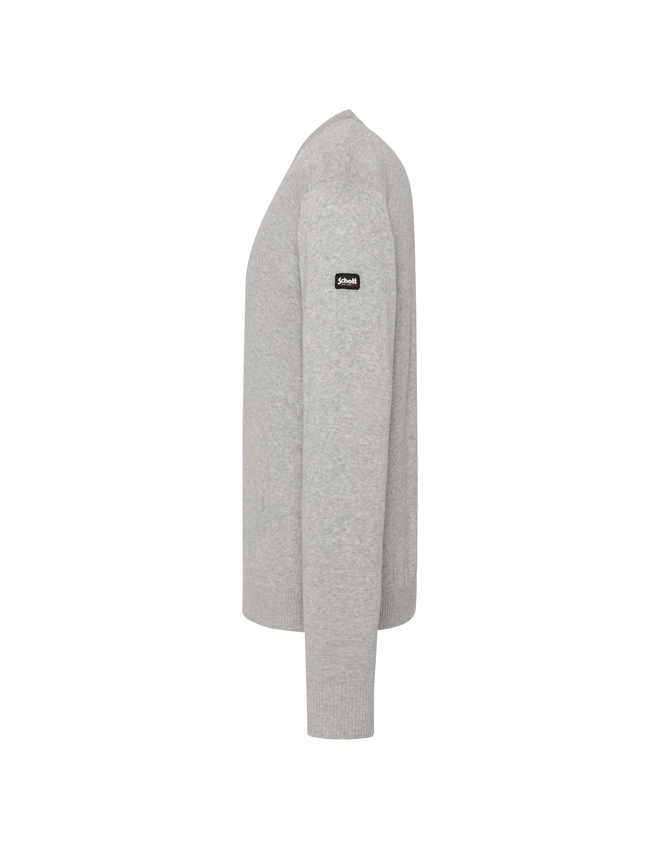 Pull léger gris chiné col V-3