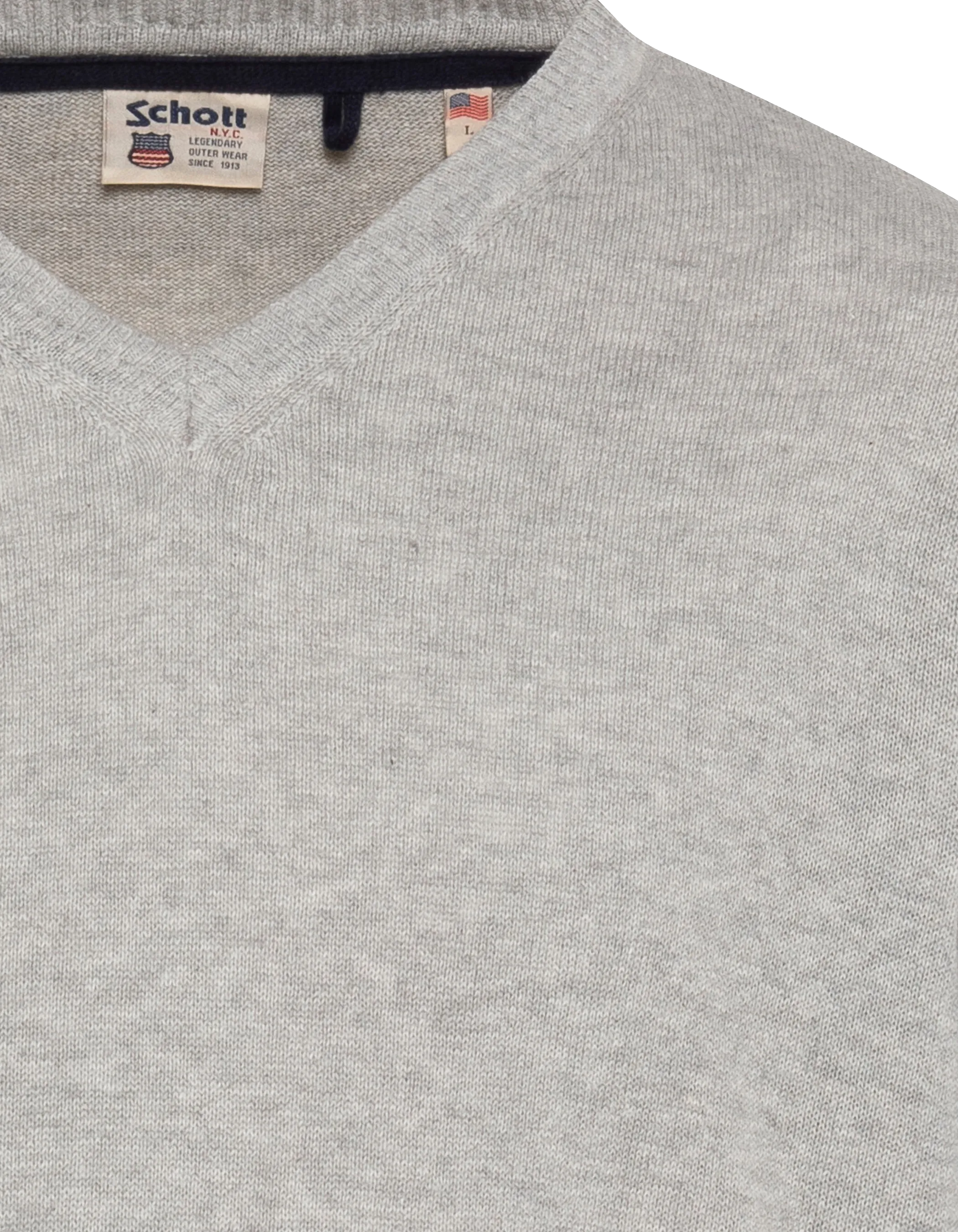 Pull léger gris chiné col V-4