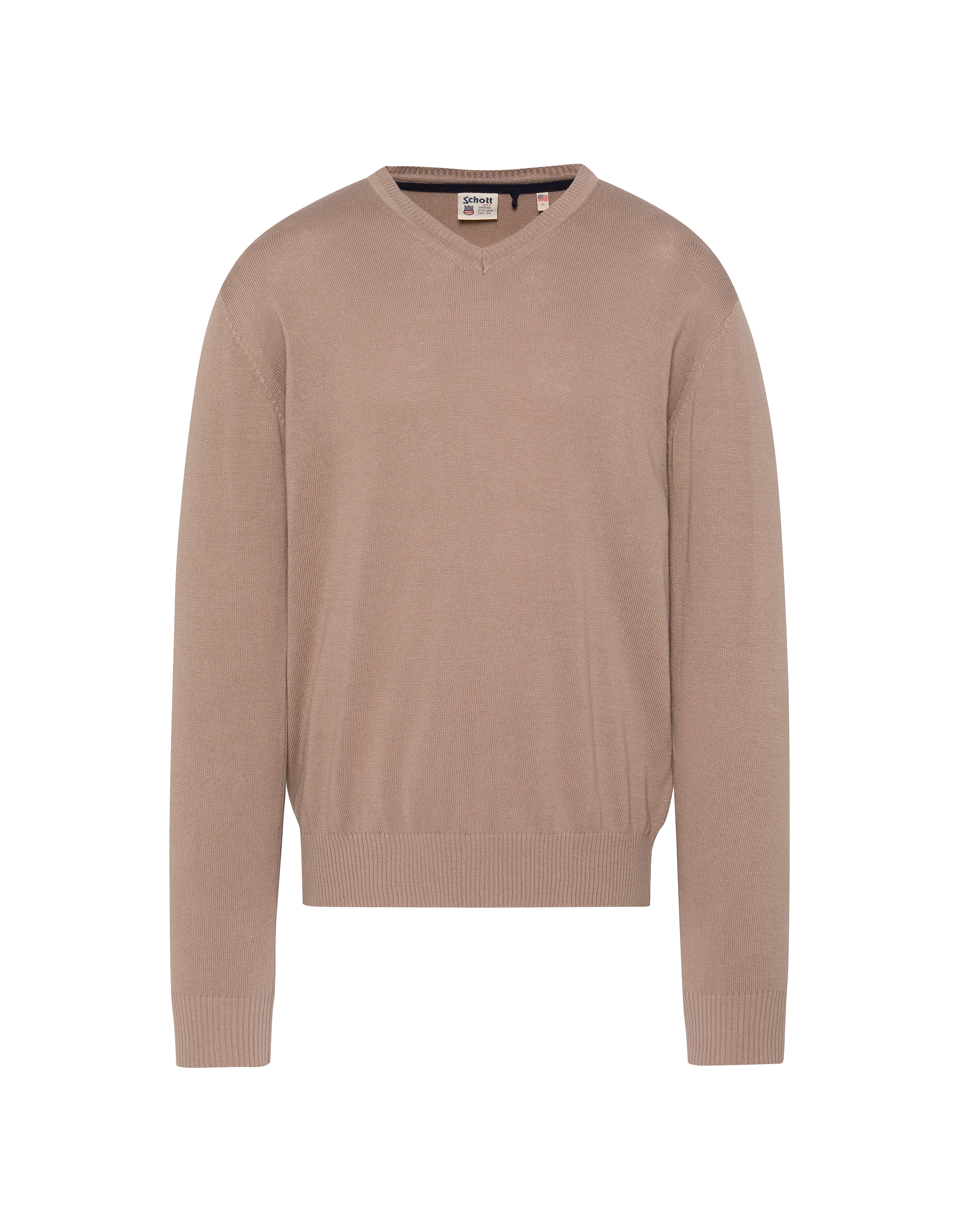 Pull léger beige clair col V-1