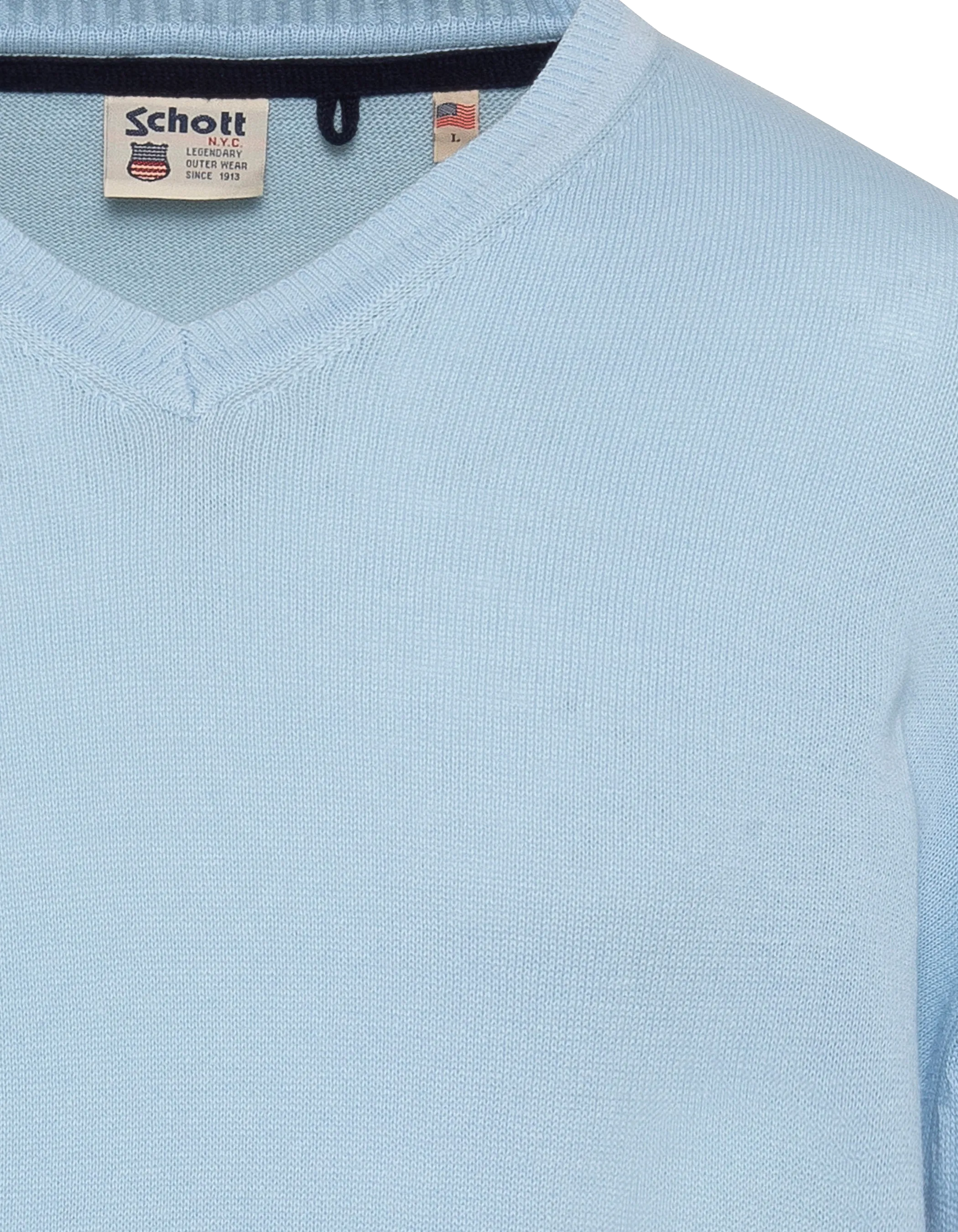 Pull léger bleu clair col V-4