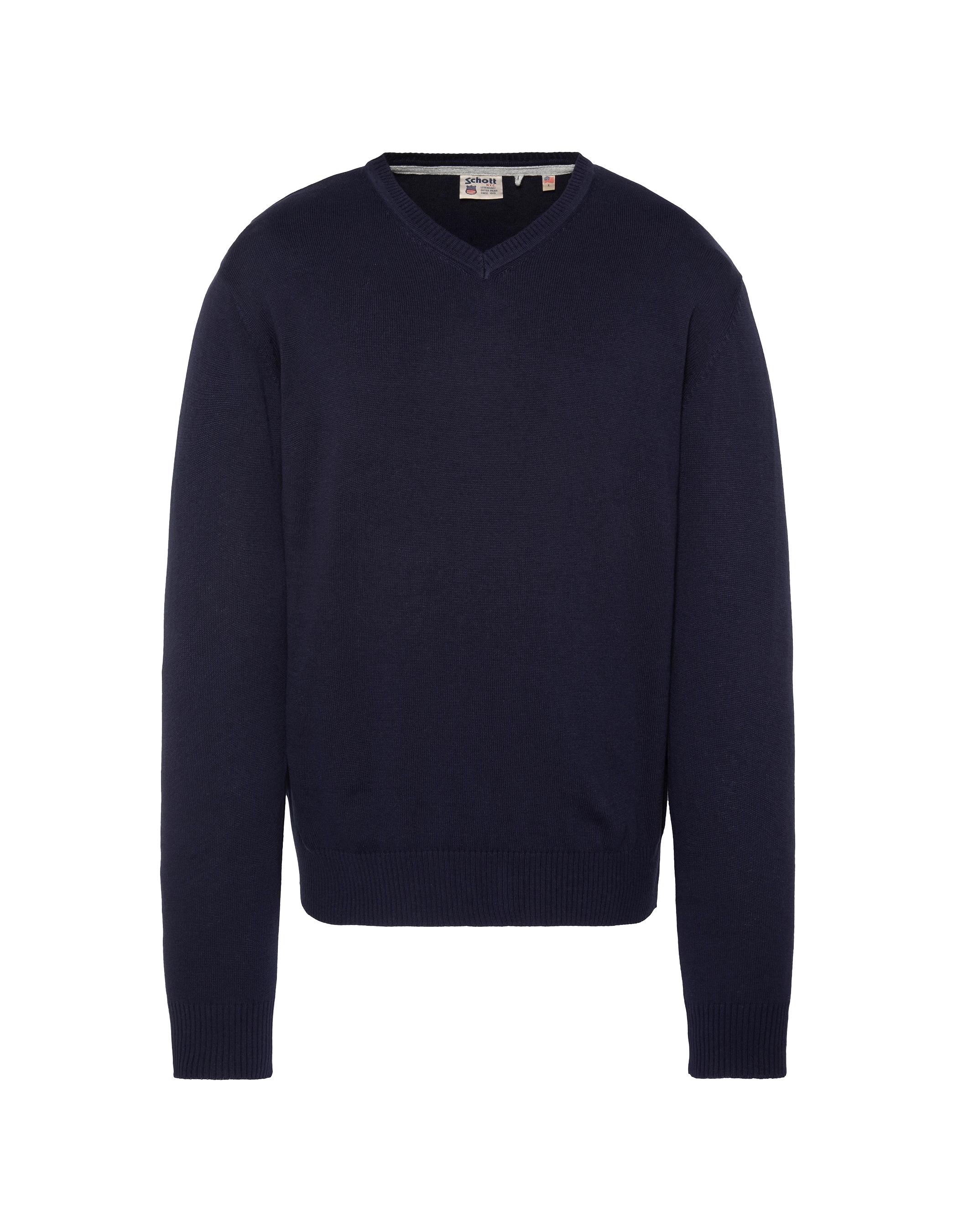 Pull léger bleu marine col V-1