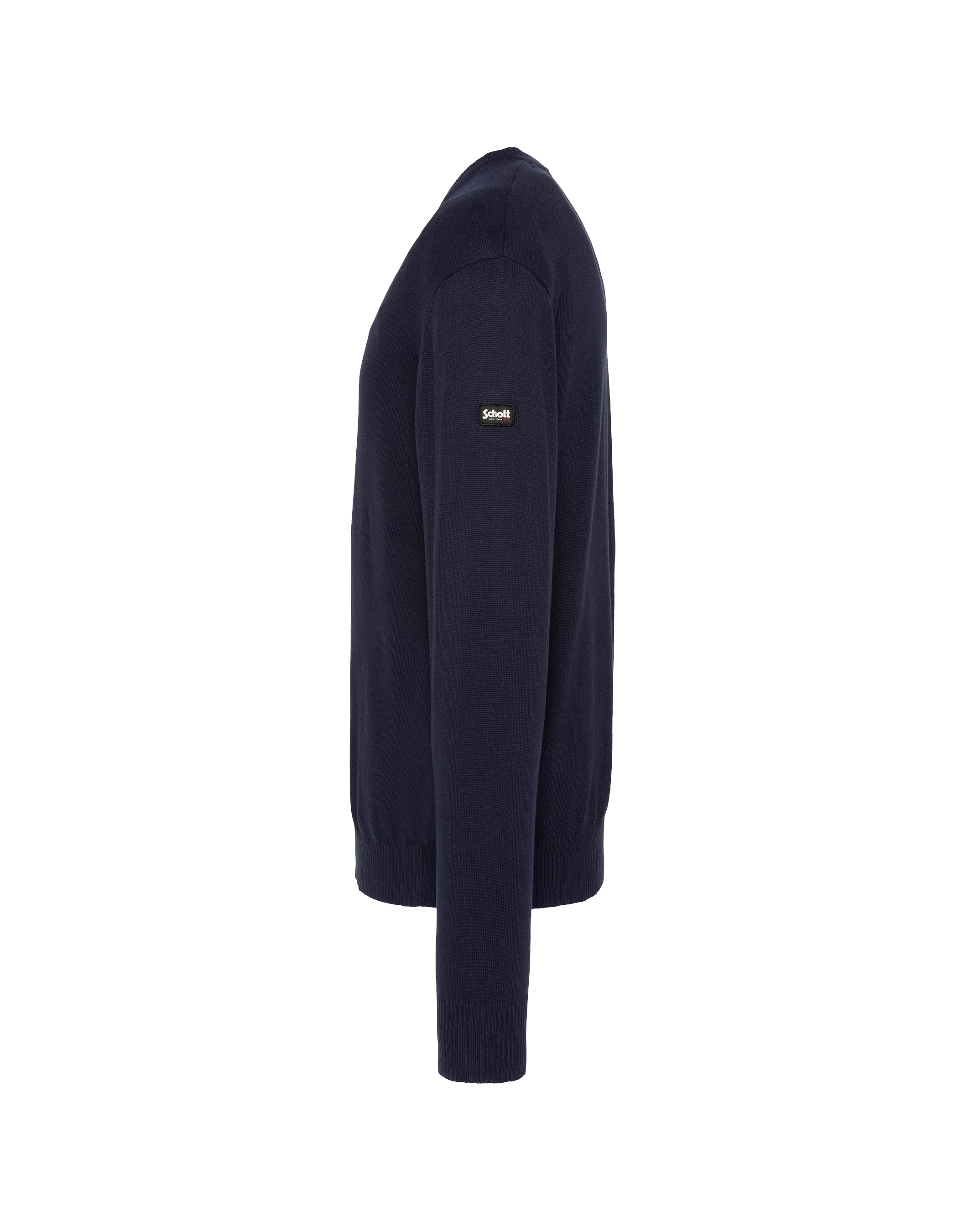 Pull léger bleu marine col V-3