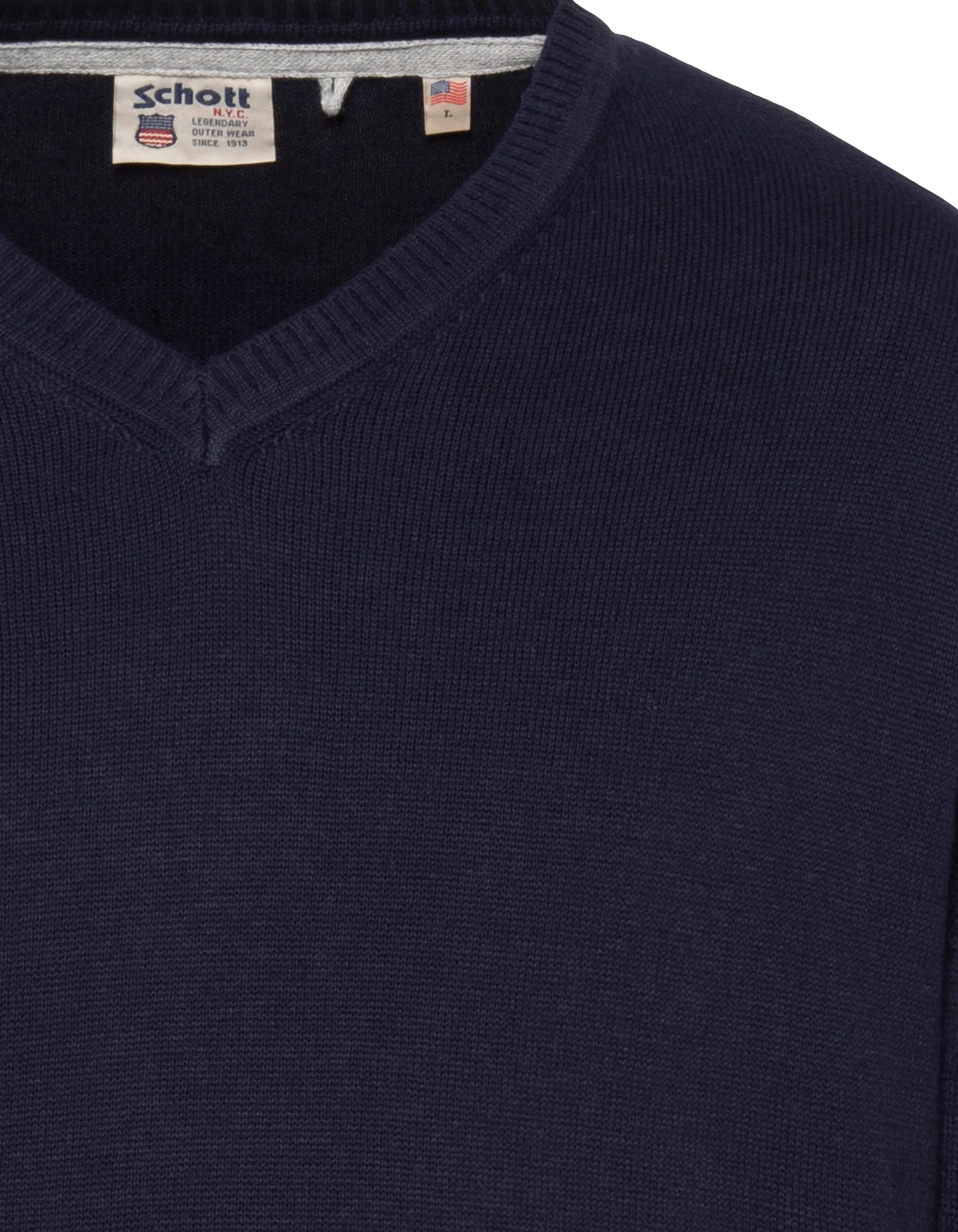 Pull léger bleu marine col V-4