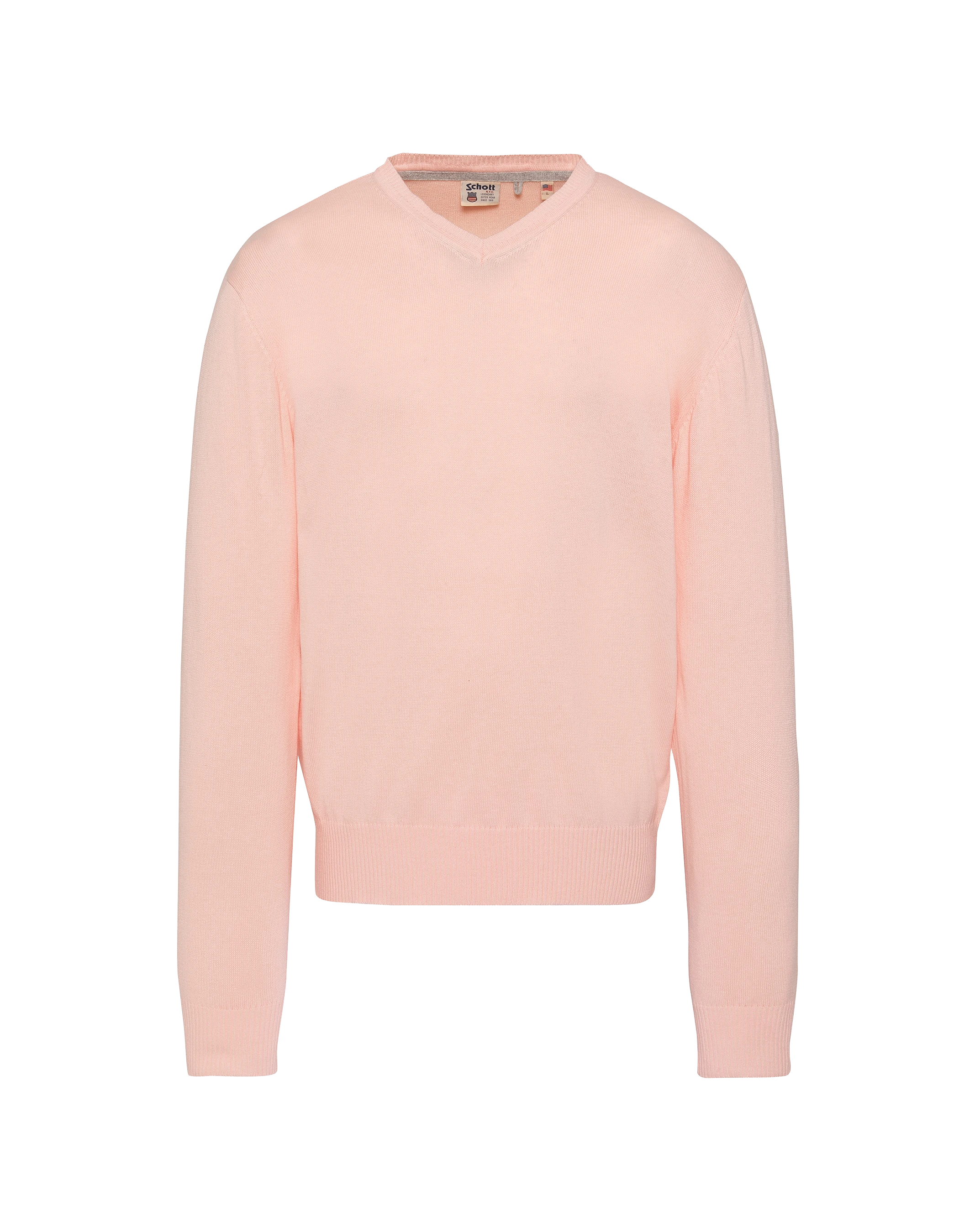 Pull léger rose pâle col V-1