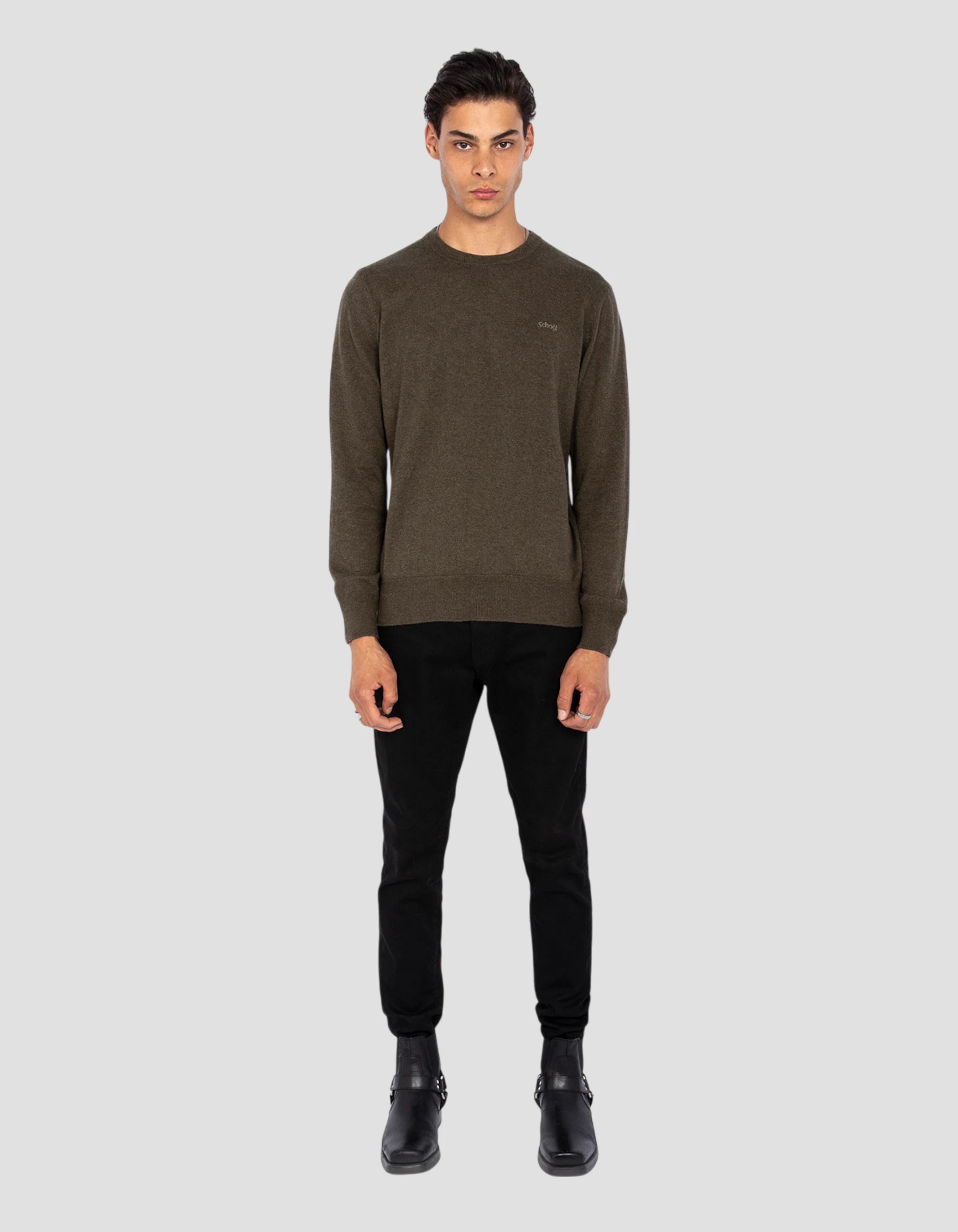 Bronze runder Nackenpullover in feinem Netz-1