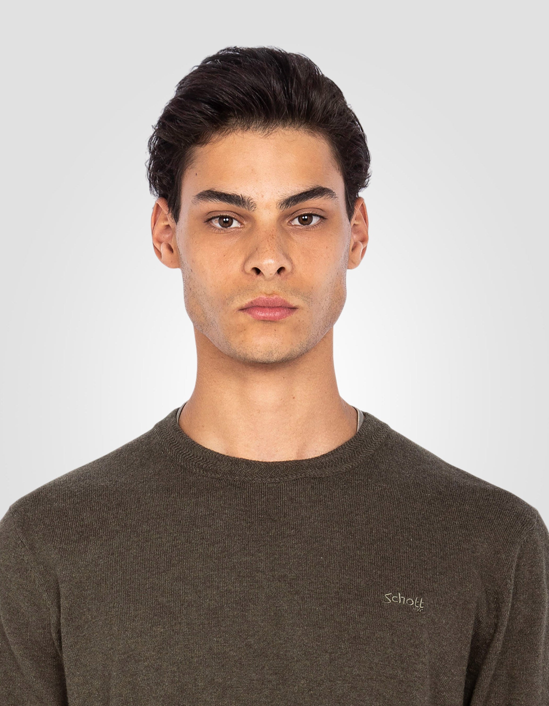 Bronze runder Nackenpullover in feinem Netz-4