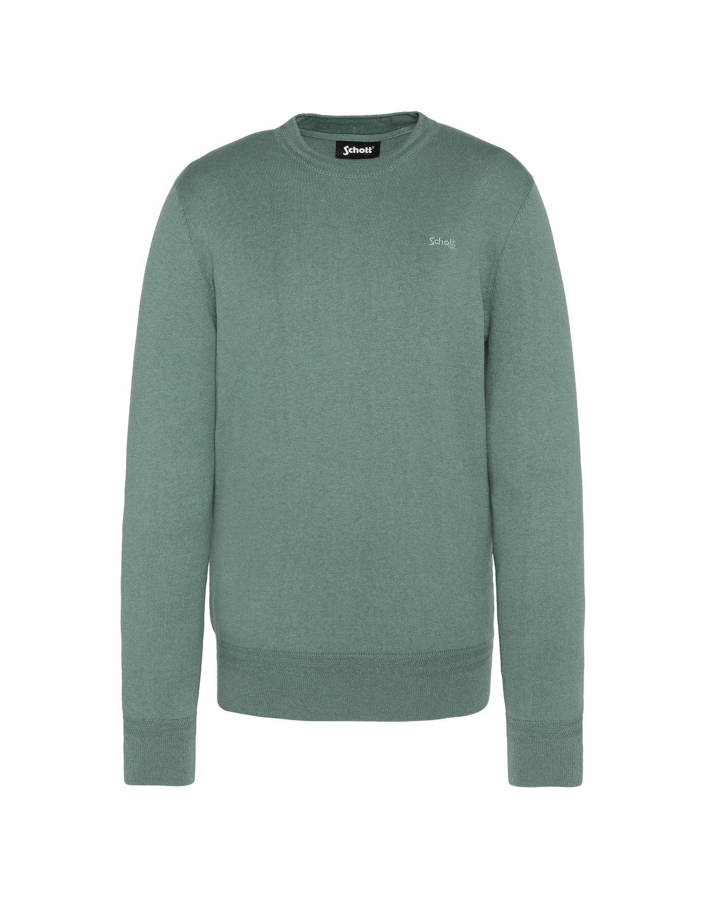 Salbei Khaki runder Nackenpullover in feinem Netz