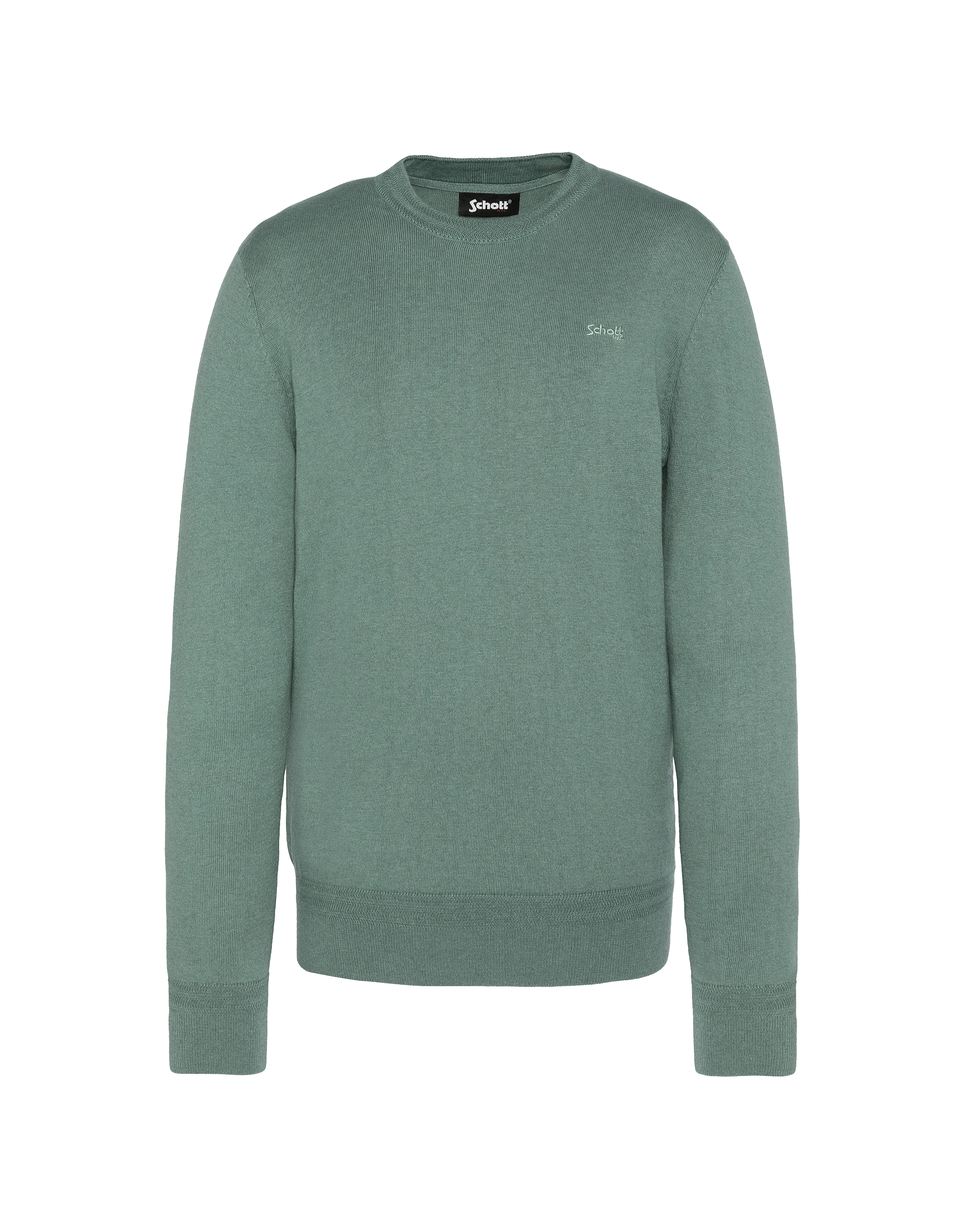 Salbei Khaki runder Nackenpullover in feinem Netz-2