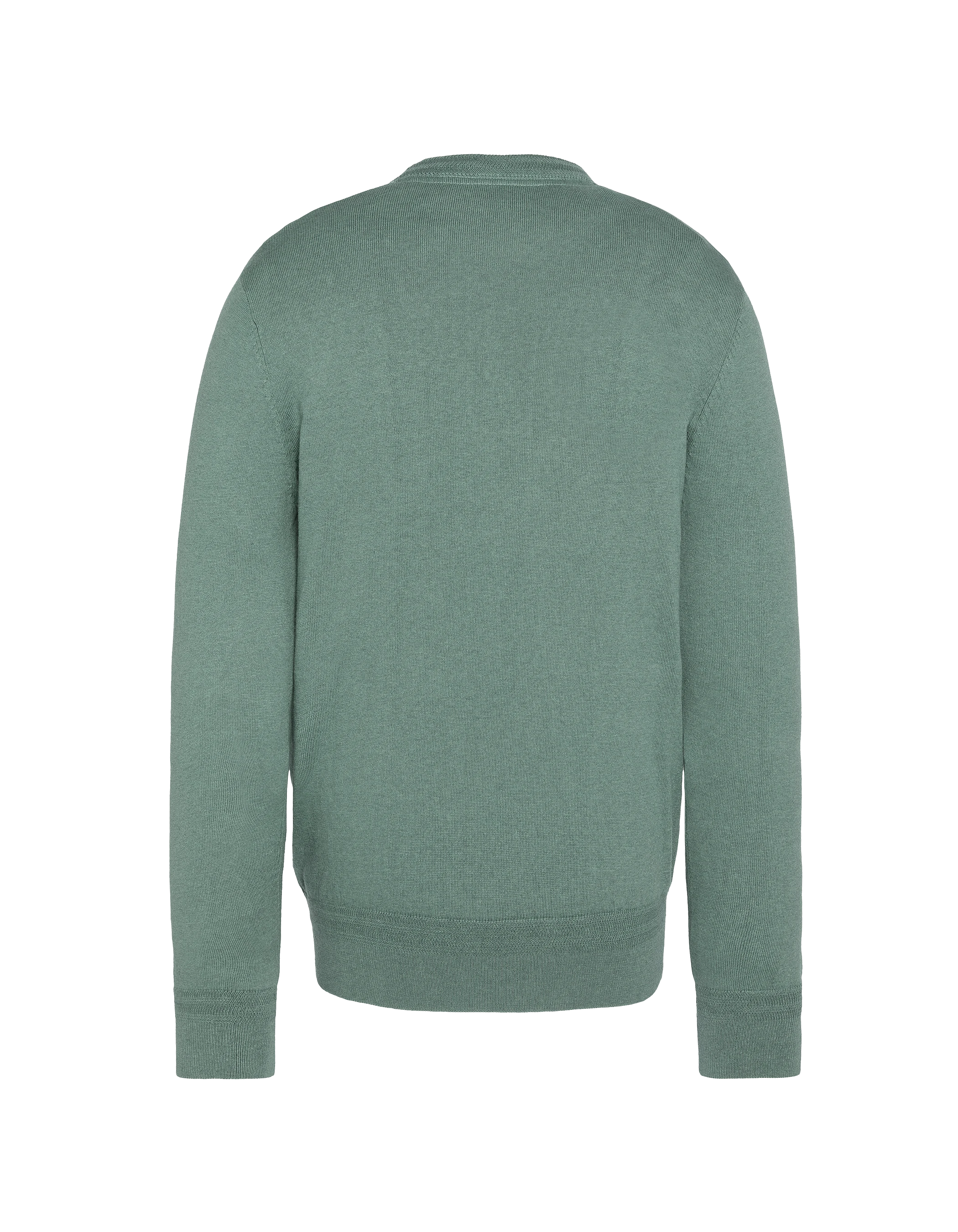 Salbei Khaki runder Nackenpullover in feinem Netz-6