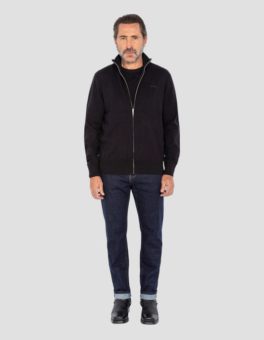 Gilet zippé noir en maille fine
