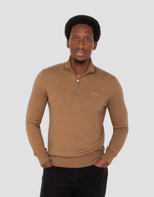 Pull camionneur camel en maille fine