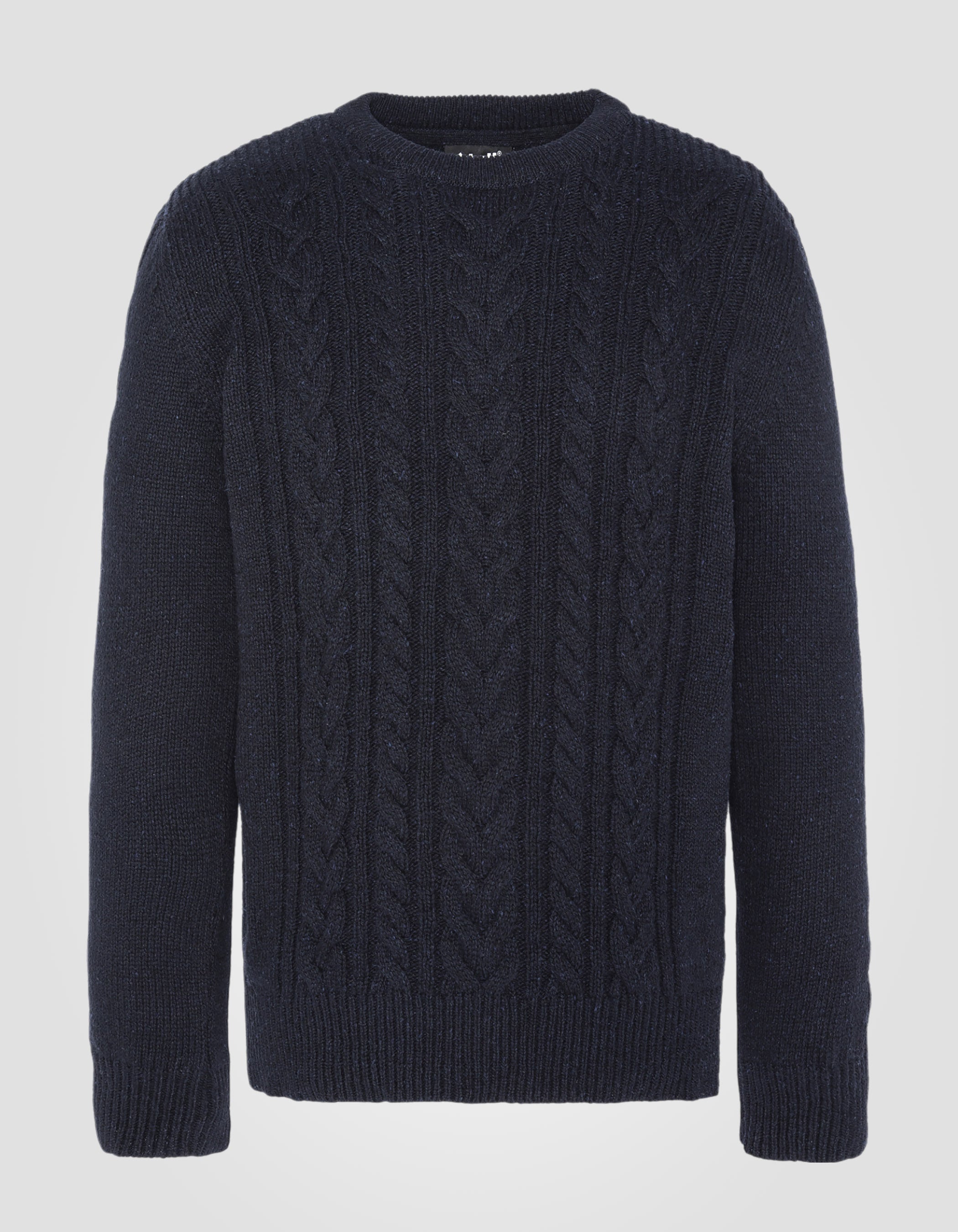 Maglione blu rotondo blu navy con colpi di scena islandesi in filo riciclato-2