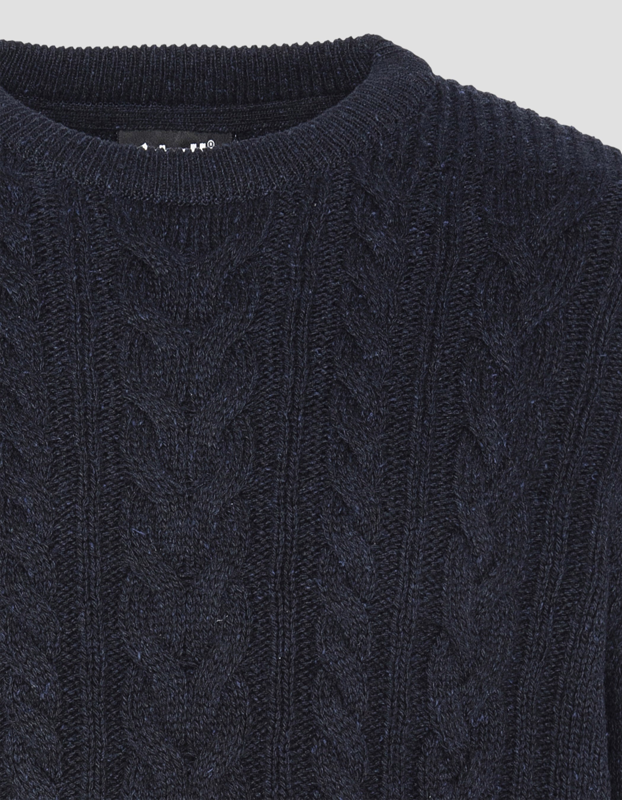 Maglione blu rotondo blu navy con colpi di scena islandesi in filo riciclato-5