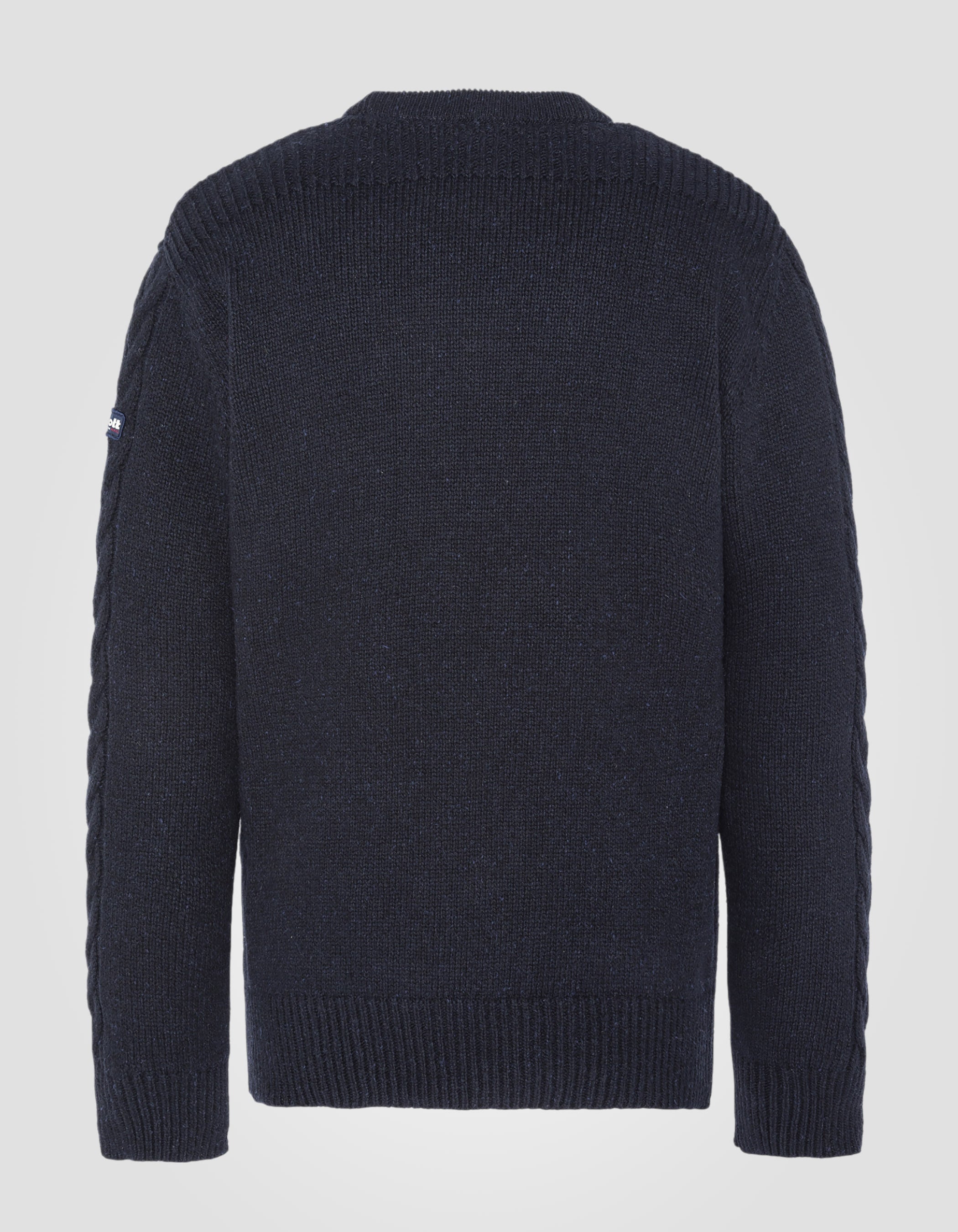 Maglione blu rotondo blu navy con colpi di scena islandesi in filo riciclato-6