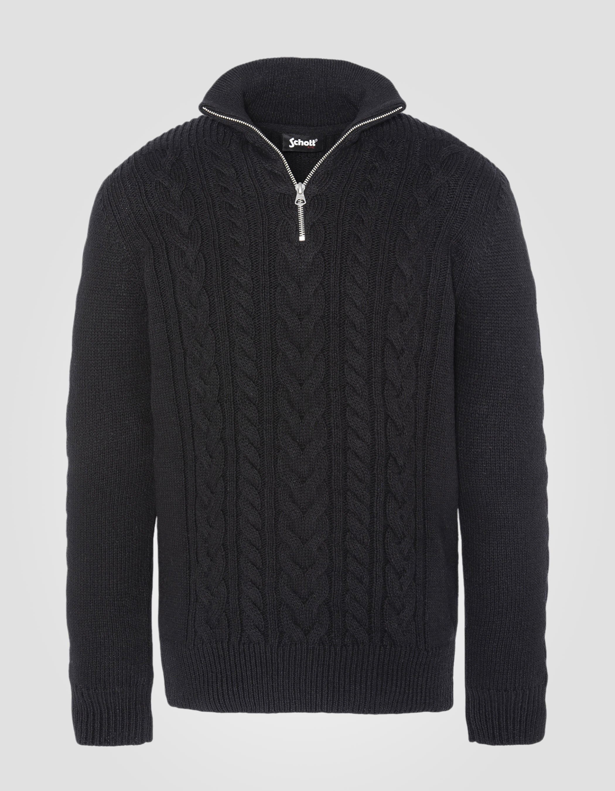 Maglione camionista nero con colpi di scena islandesi in filo riciclato-2