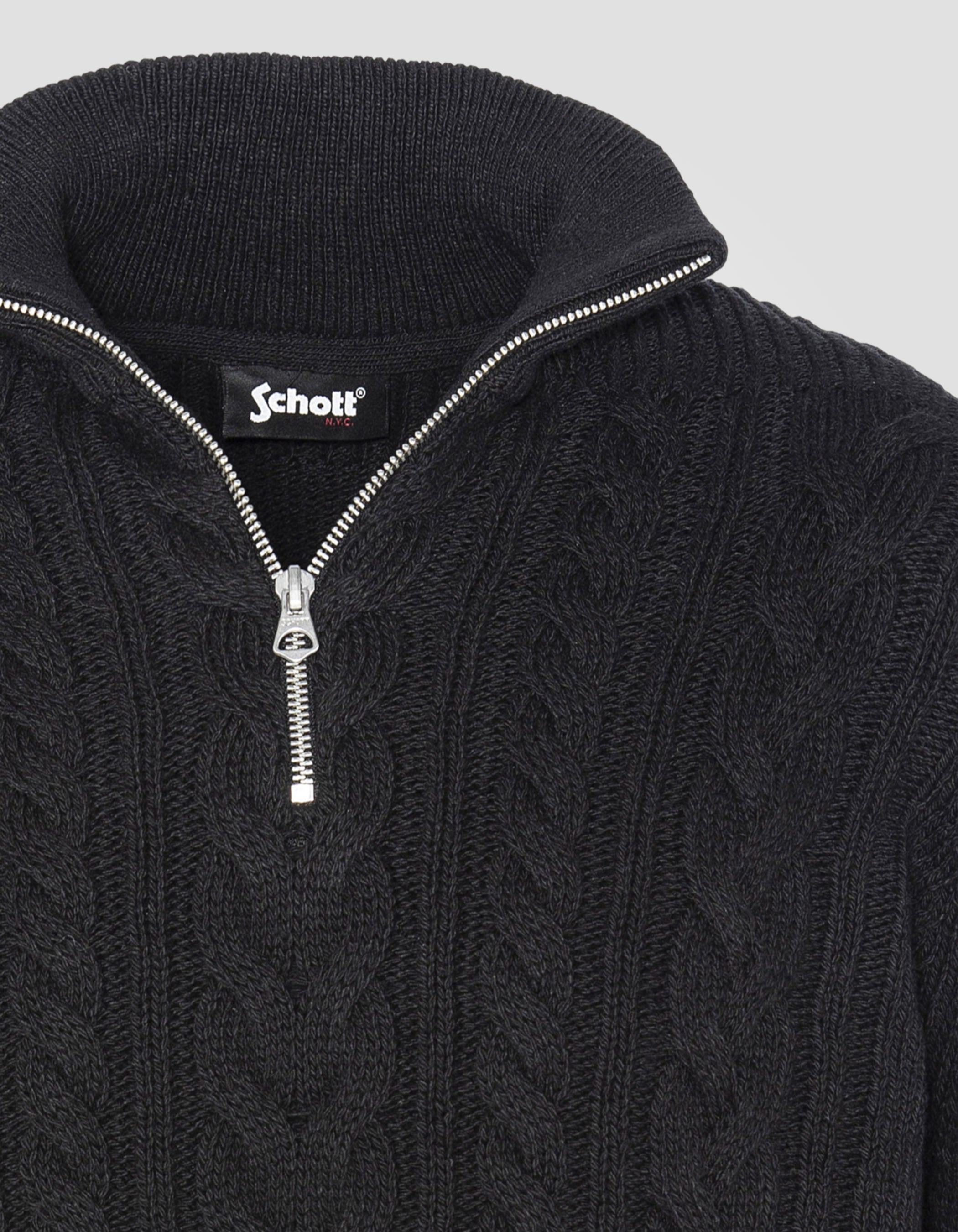 Maglione camionista nero con colpi di scena islandesi in filo riciclato-5