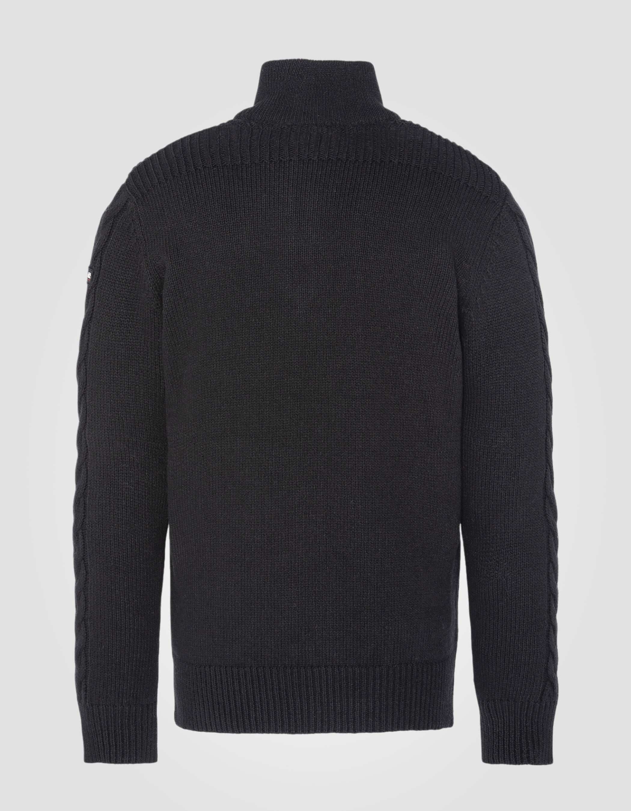 Maglione camionista nero con colpi di scena islandesi in filo riciclato-6