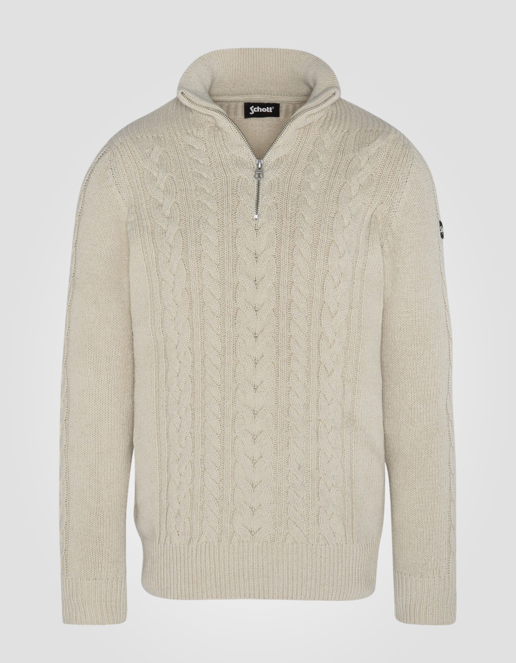 Maglione ecru camionista con colpi di scena islandesi in filo riciclato-2