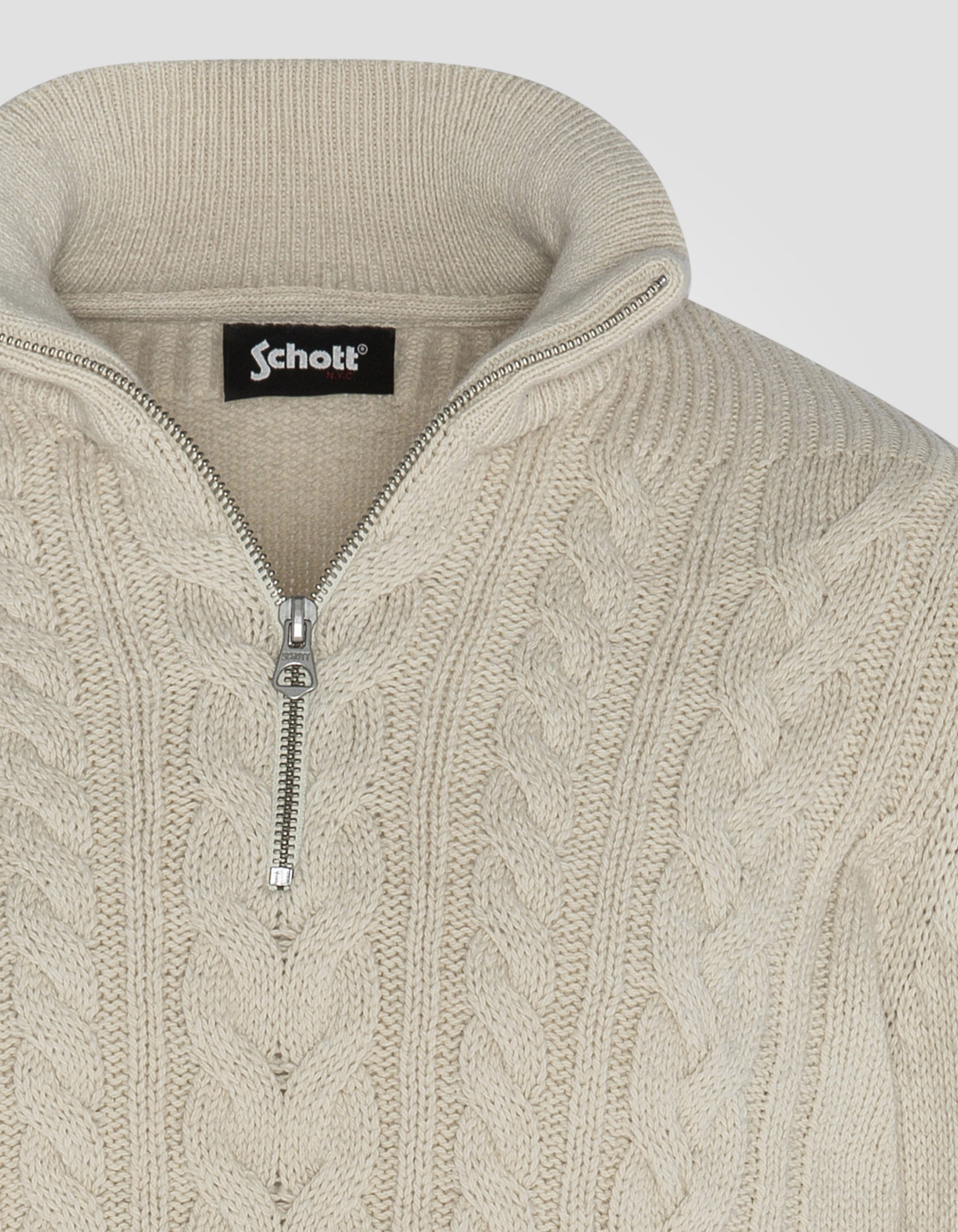 Maglione ecru camionista con colpi di scena islandesi in filo riciclato-5