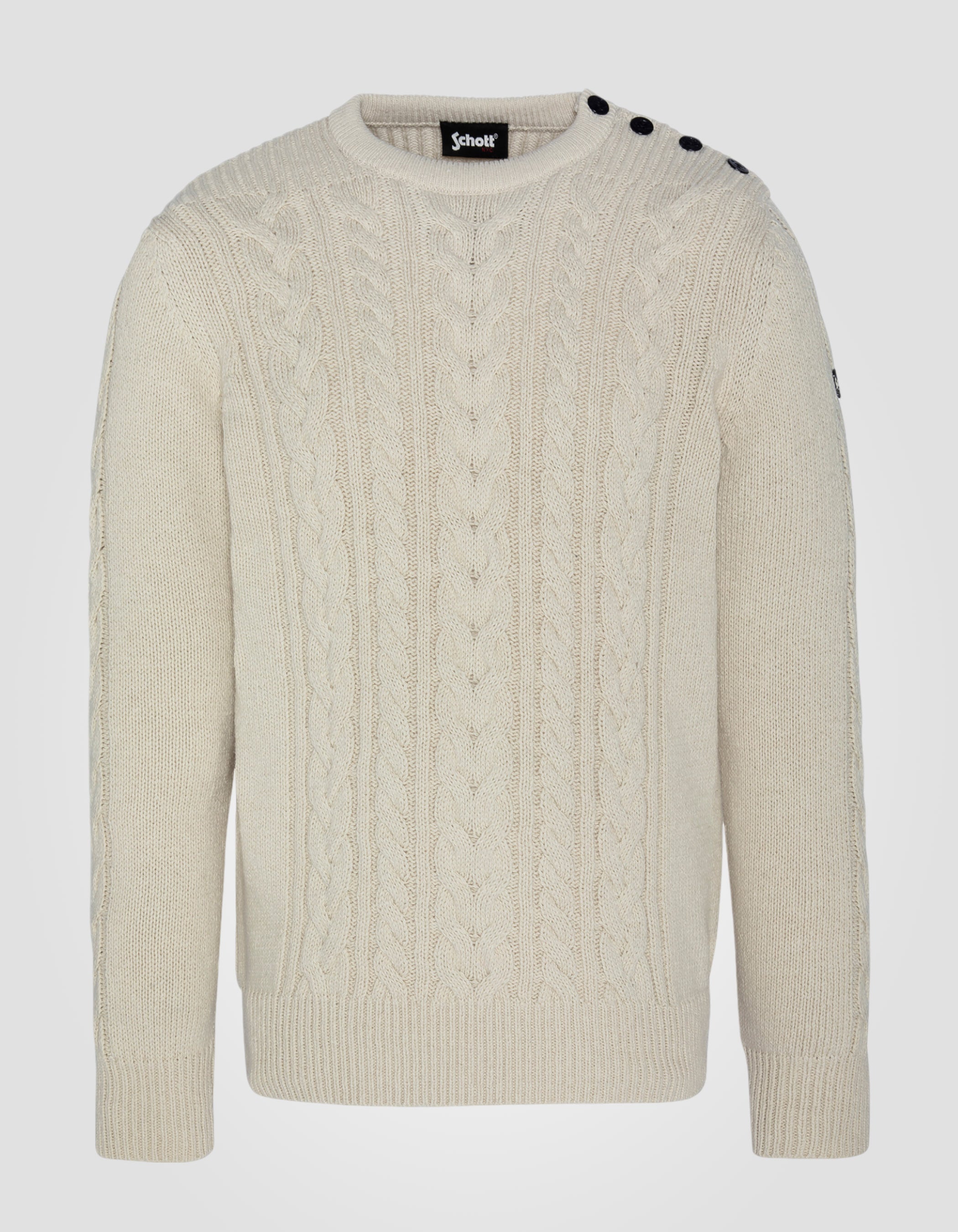 Maglione abbottonato ecru con colpi di scena islandesi in filo riciclato-2