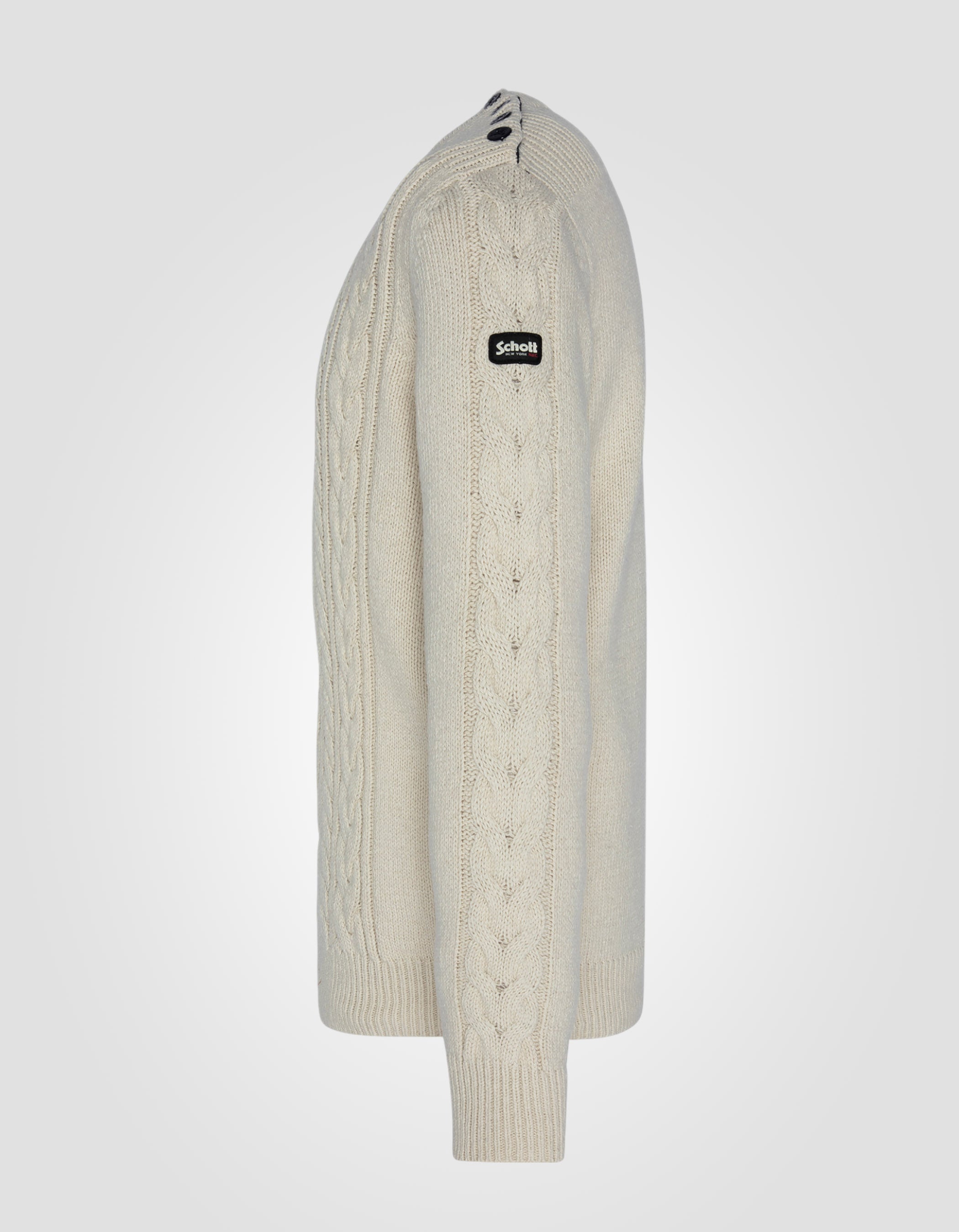 Maglione abbottonato ecru con colpi di scena islandesi in filo riciclato-6