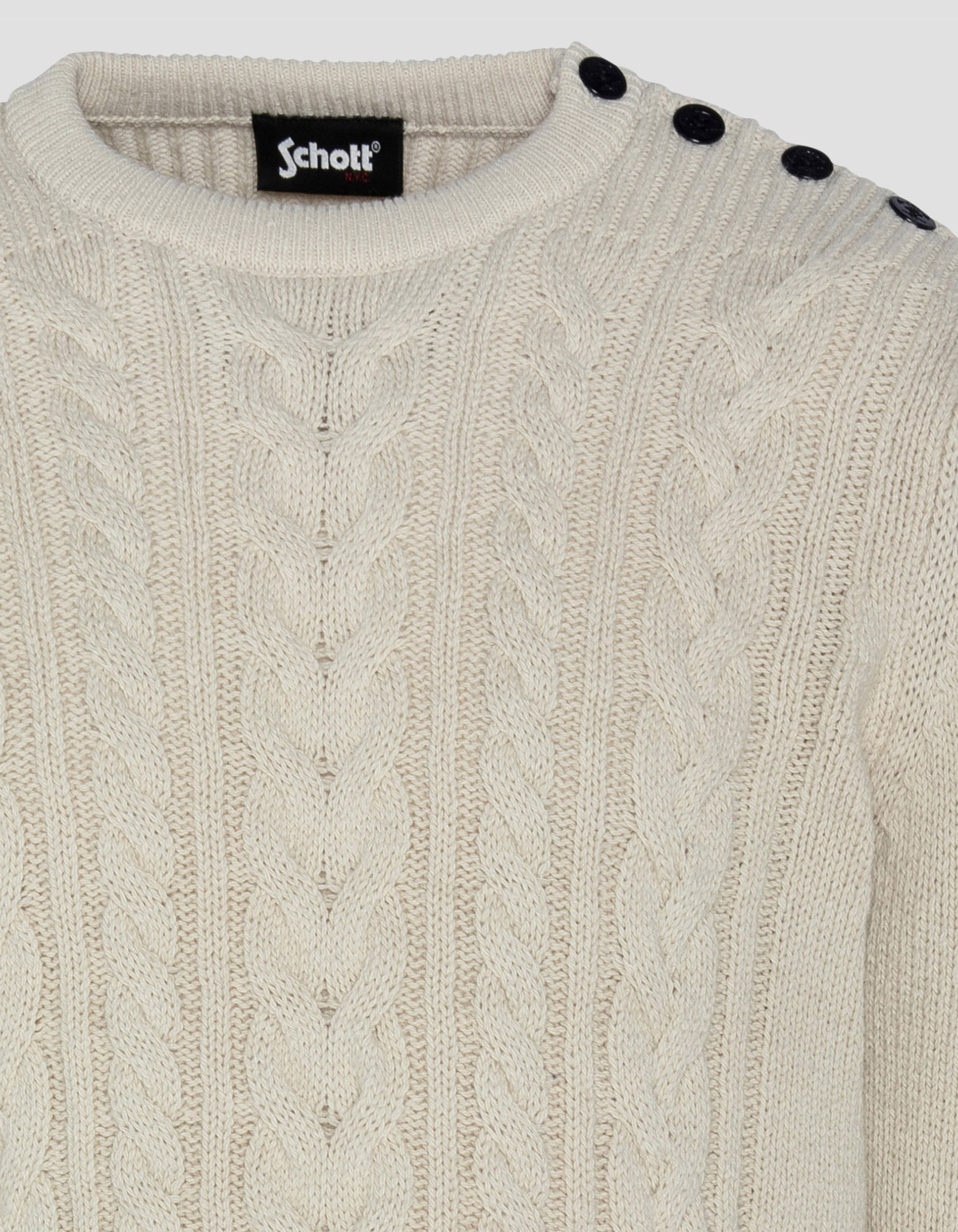 Maglione abbottonato ecru con colpi di scena islandesi in filo riciclato-7