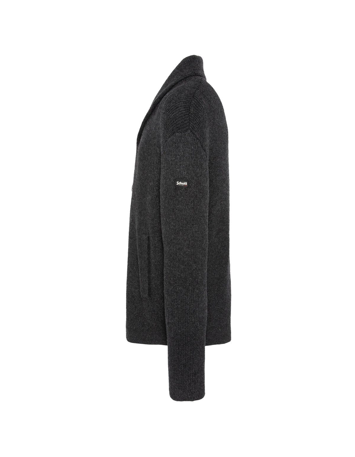Anthrazit melierter Rippstrick-Cardigan mit Schalkragen