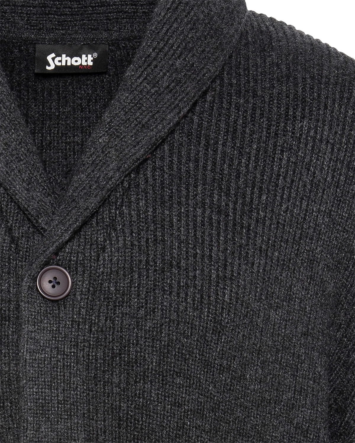 Anthrazit melierter Rippstrick-Cardigan mit Schalkragen-6