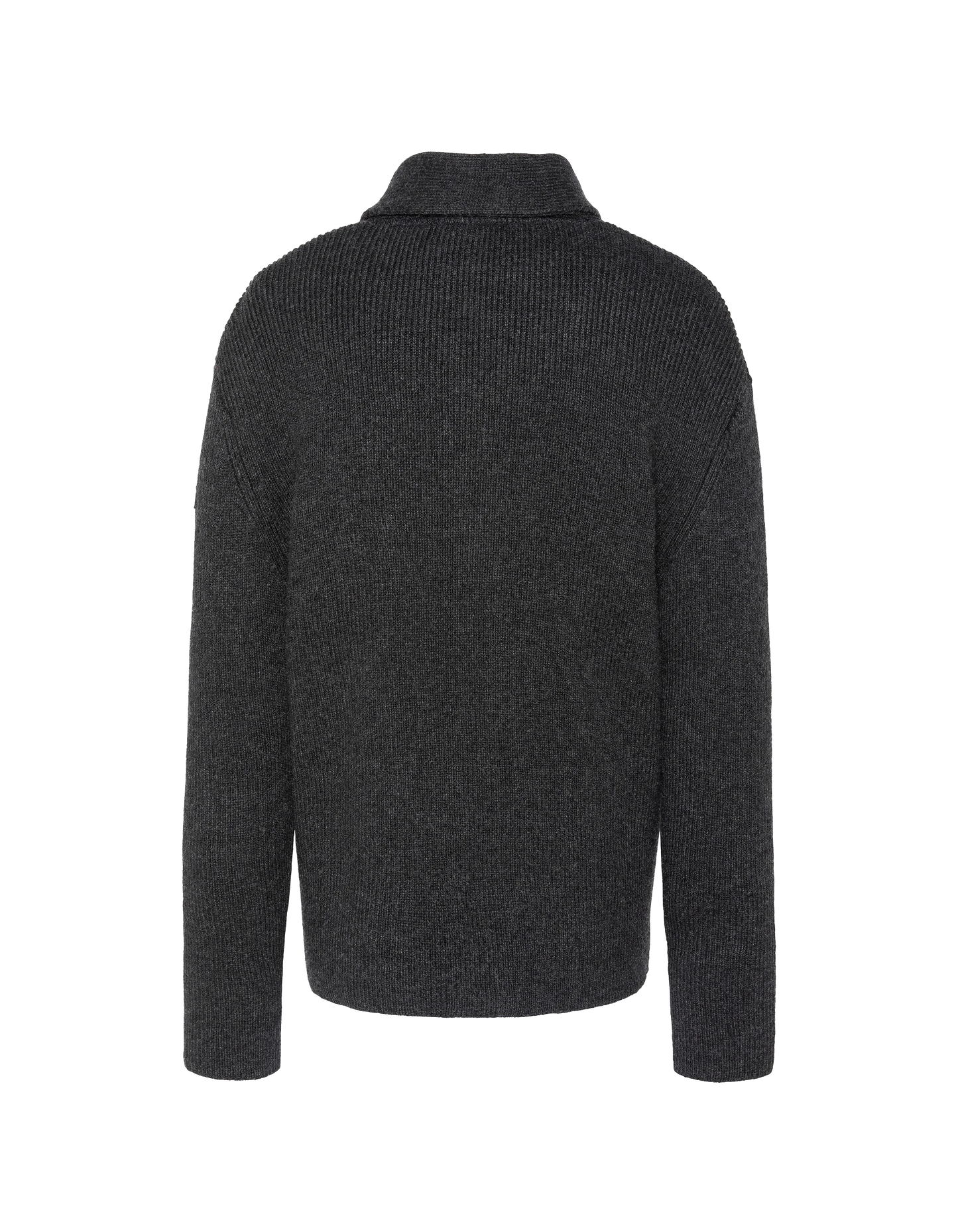Anthrazit melierter Rippstrick-Cardigan mit Schalkragen
