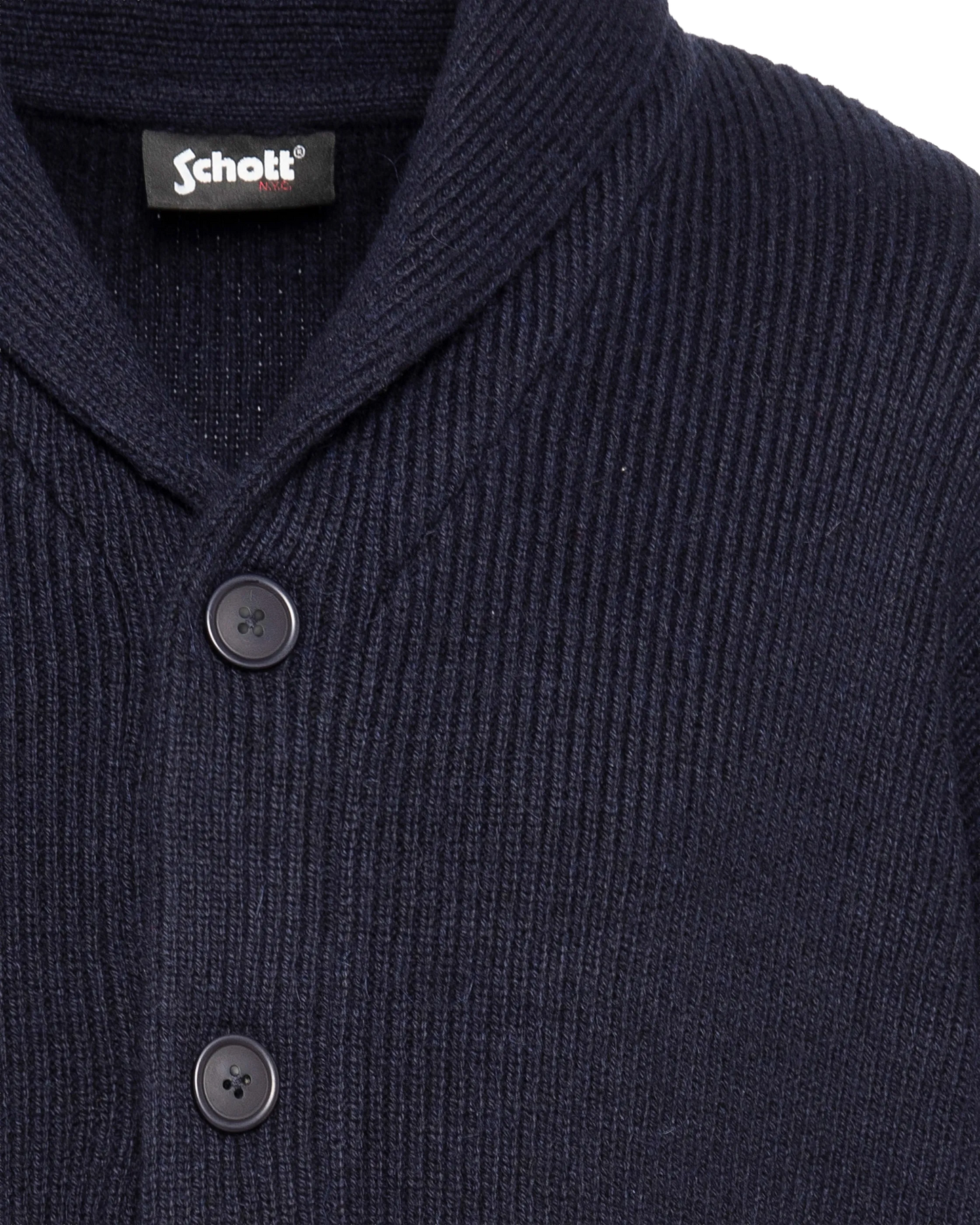 Cardigan con collo sciallato in maglia a coste blu navy