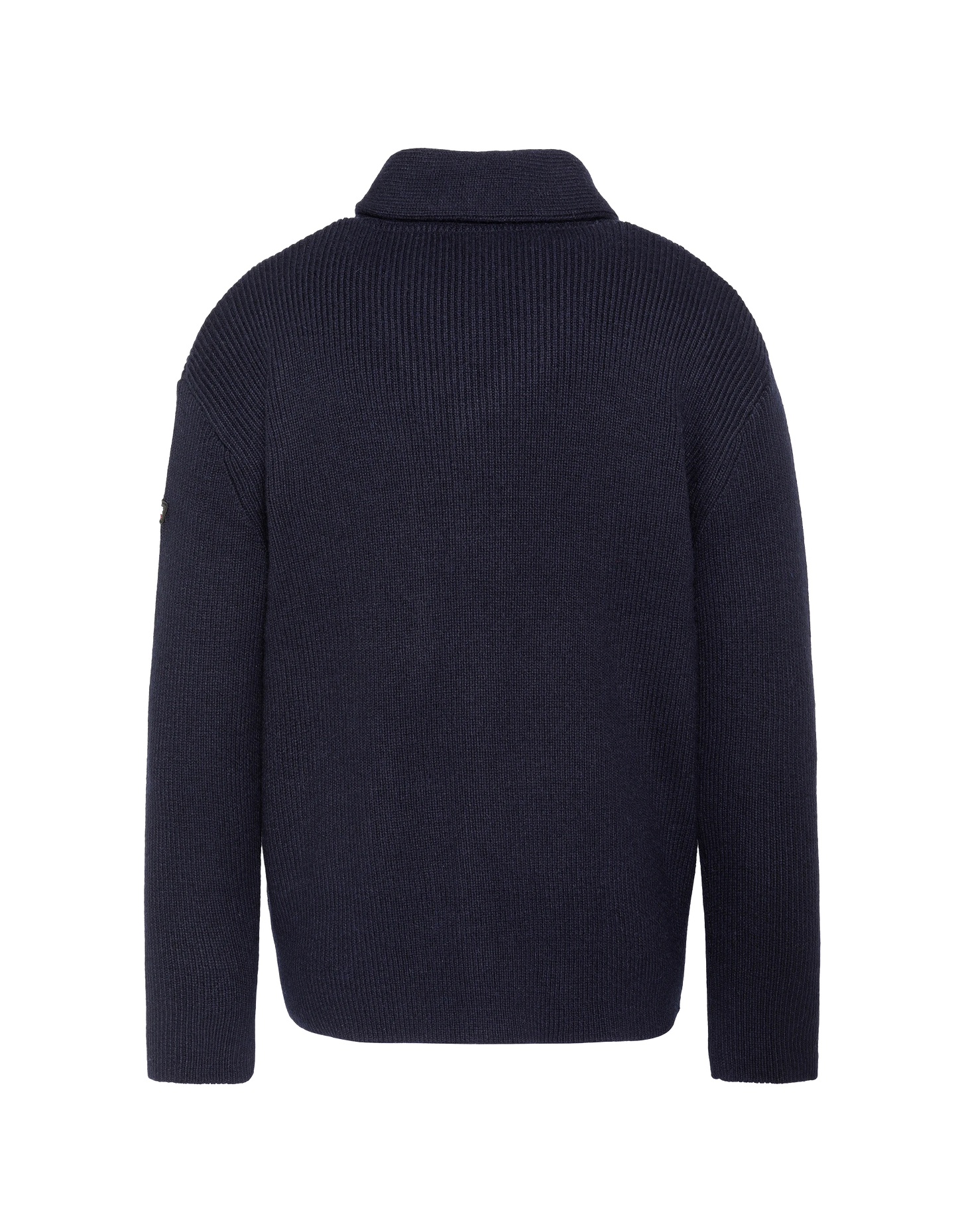 Cardigan con collo sciallato in maglia a coste blu navy