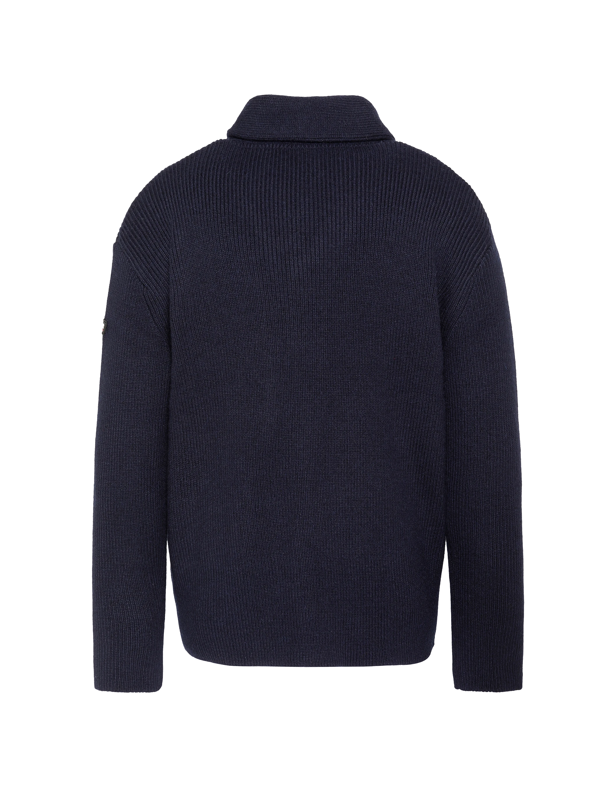 Cardigan con collo sciallato in maglia a coste blu navy-2