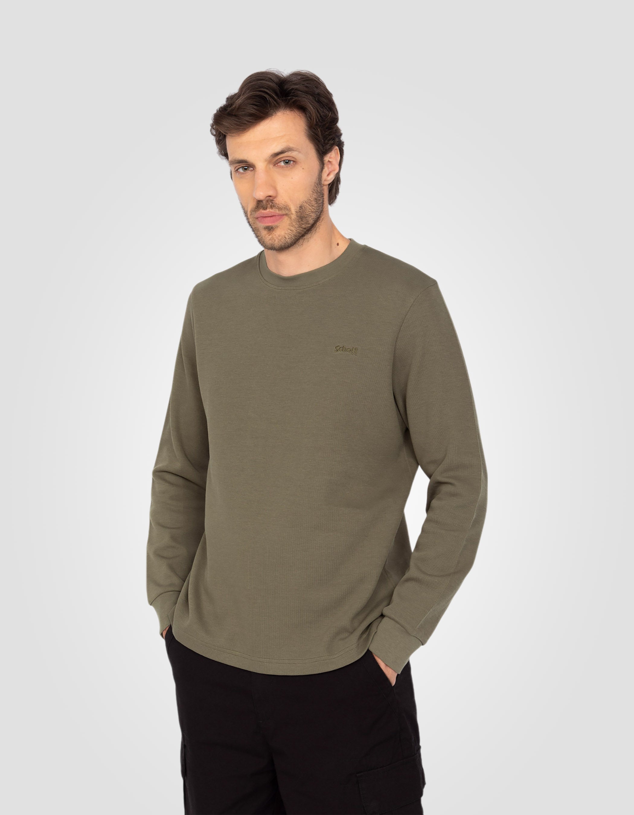 Pull à col rond vintage pour homme - Pull classique, kaki, XL Pull à col rond vintage pour homme - Pull classique, kaki, XL