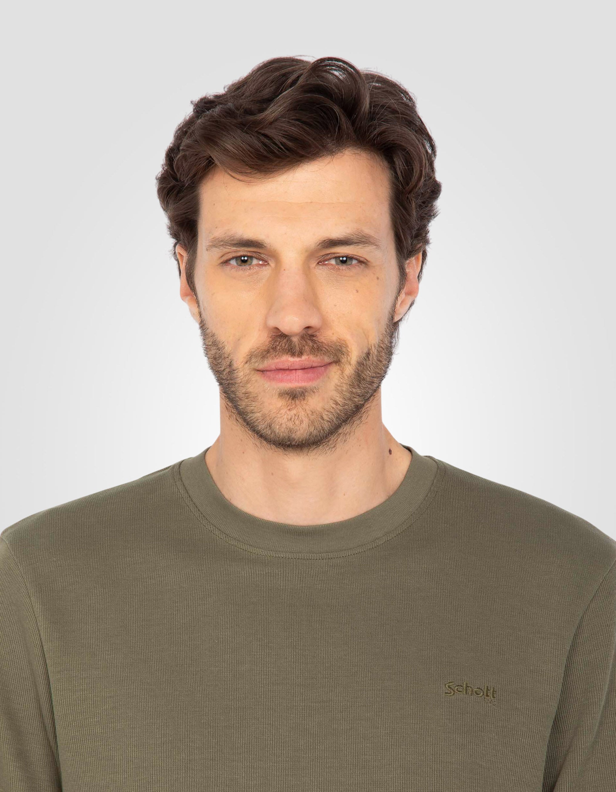 Khaki round neck sweater-4