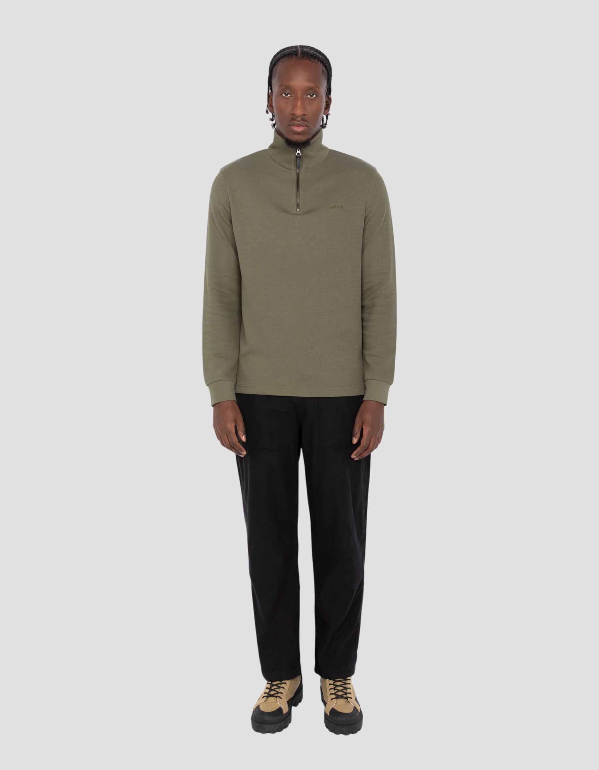 Khaki trucker sweater-1