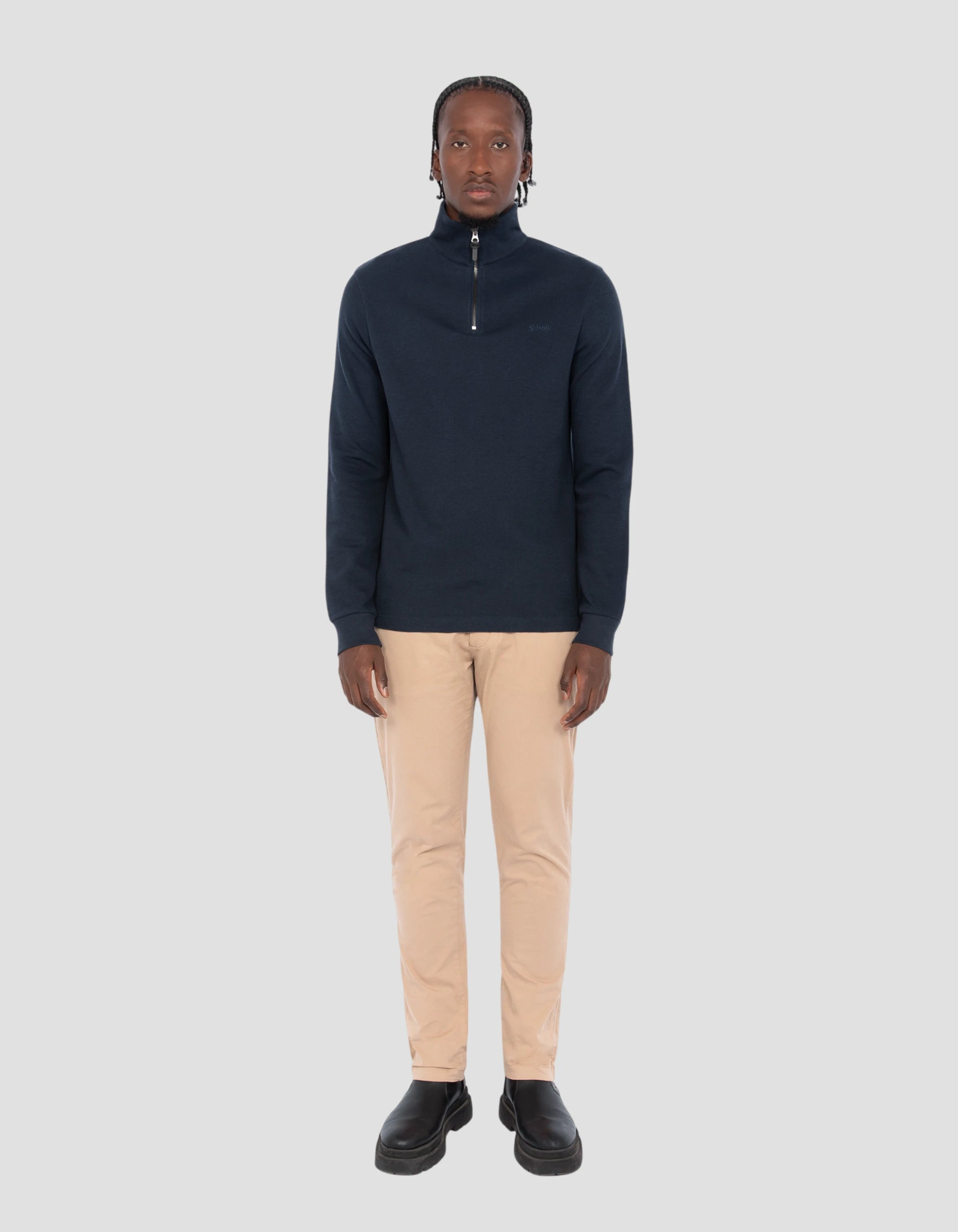 Navy blue trucker sweater-1