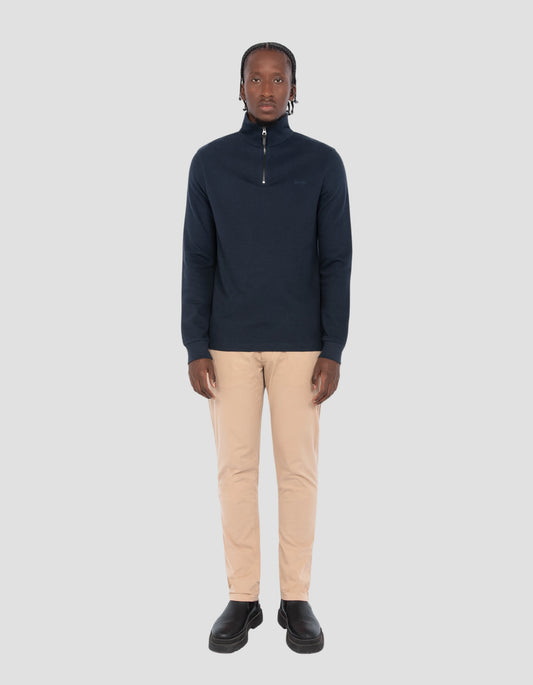 Navy blue trucker sweater