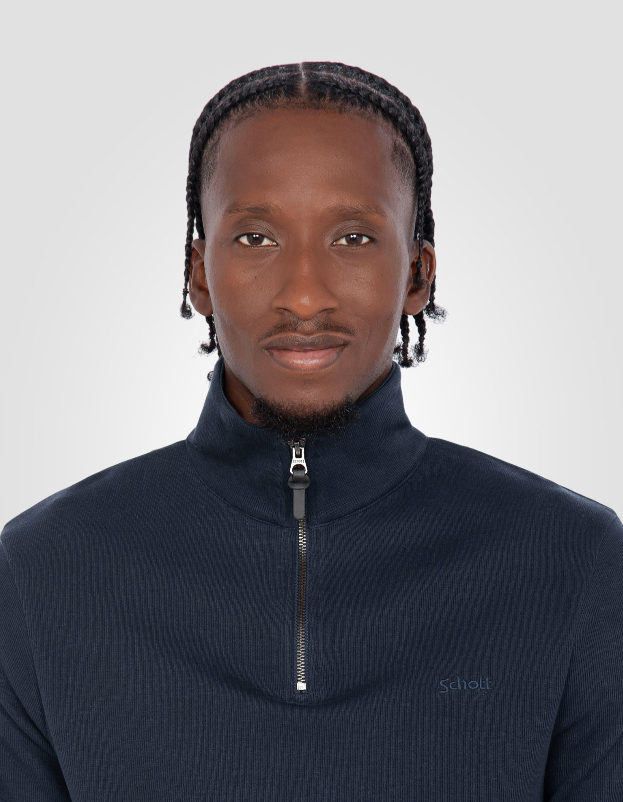 Navy blue trucker sweater-4