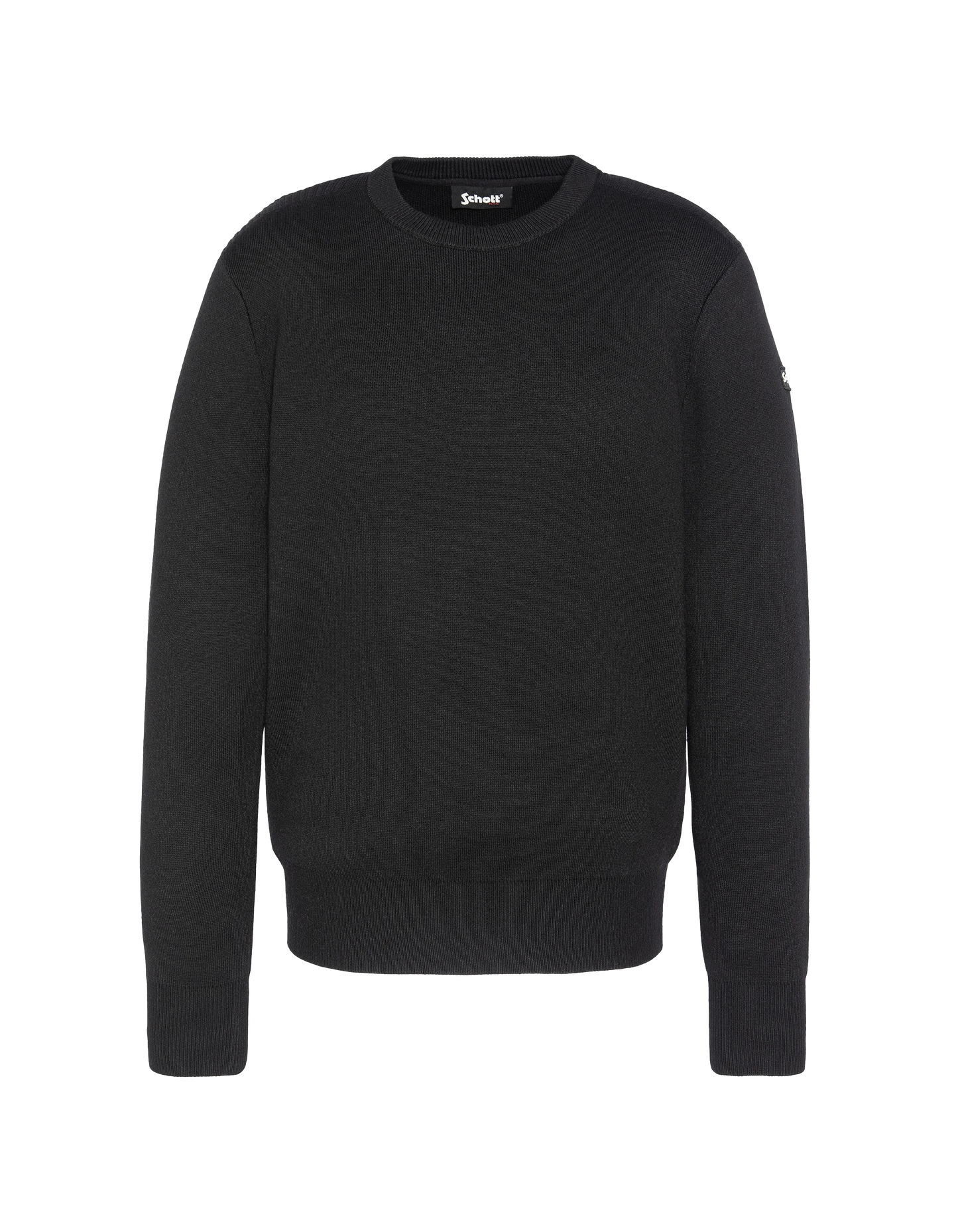 Suéter de cuello redondo negro, Milano Mesh