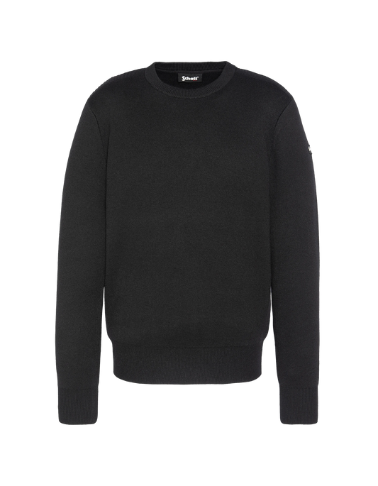 Pull col rond noir, maille milano