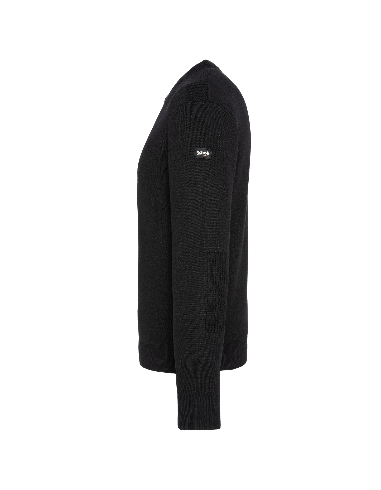 Suéter de cuello redondo negro, Milano Mesh